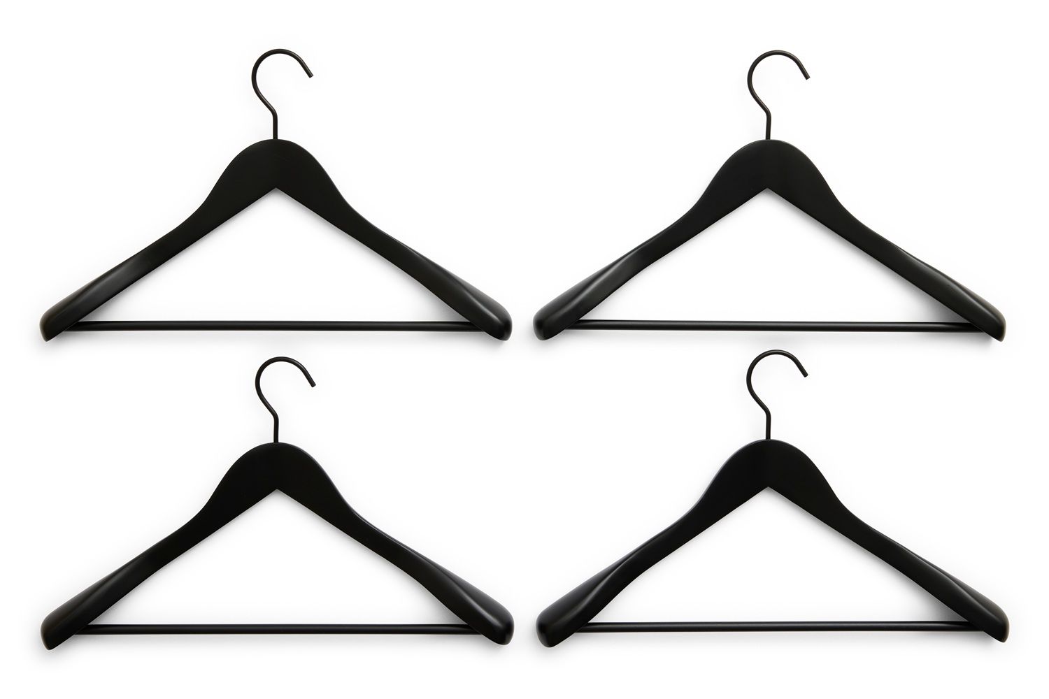 Smooth Coat Hanger with Bar Wide Kledinghanger, set van 4, Hay