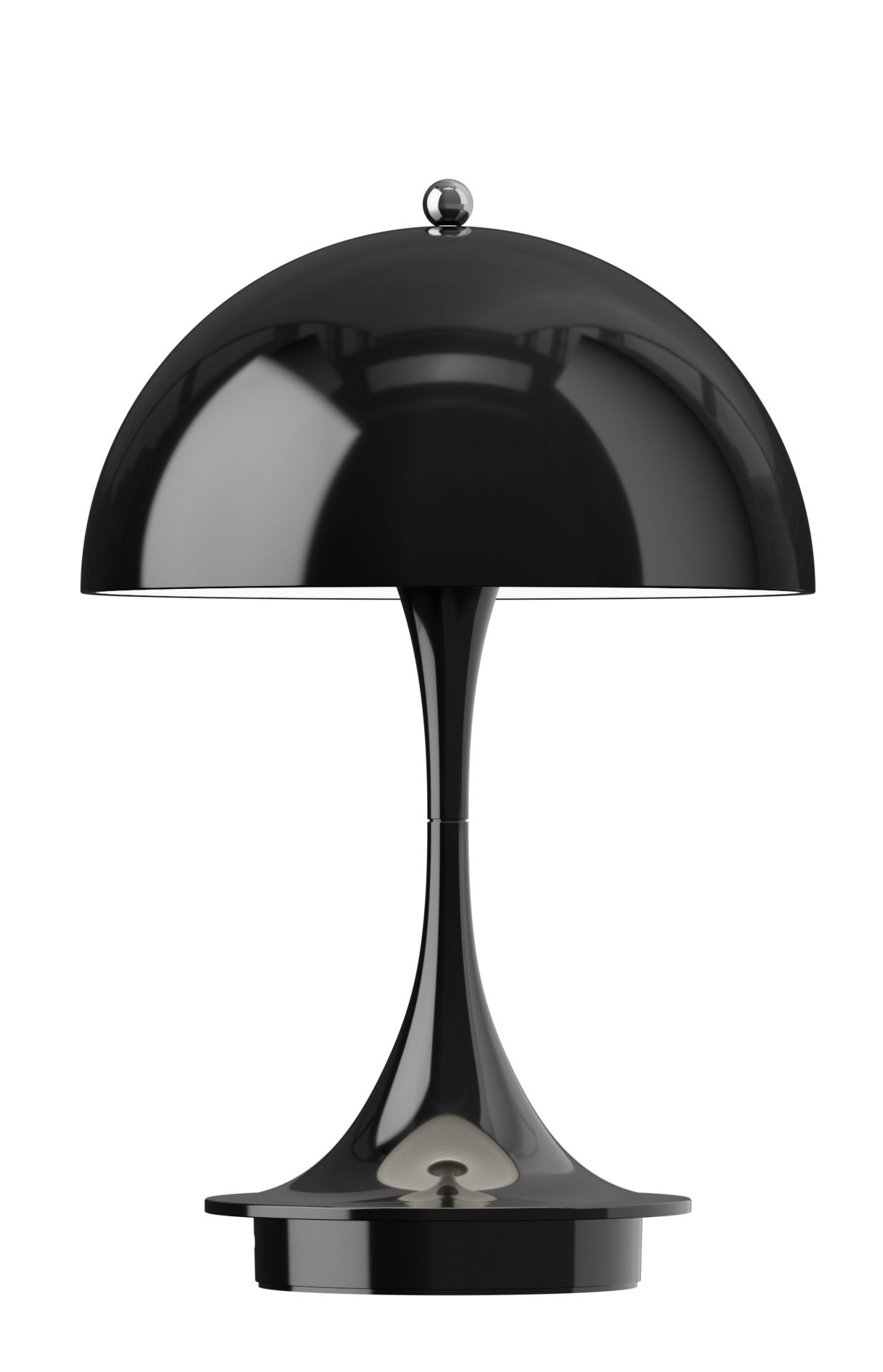 Schwarze Panthella Akku LED-Tischleuchte von Louis Poulsen für Innen und Außen, modernes Design.