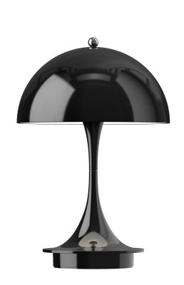 Schwarze Panthella Akku LED-Tischleuchte von Louis Poulsen für Innen und Außen, modernes Design.
