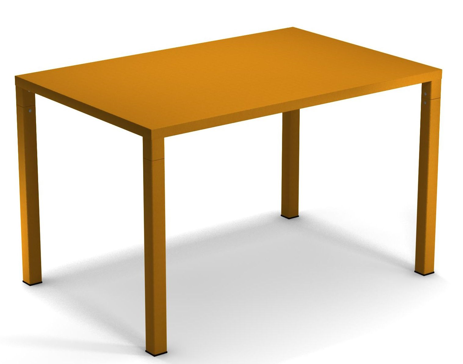 Gelber Nova Tisch von Emu für den Außenbereich, moderner Gartentisch aus Metall, rechteckig.