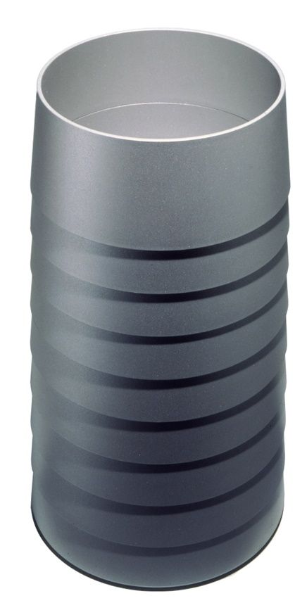 Silberner Rexite Papierkorb/Schirmständer mit gerippter Textur, ideal für Büro und Zuhause, stilvolles Design.