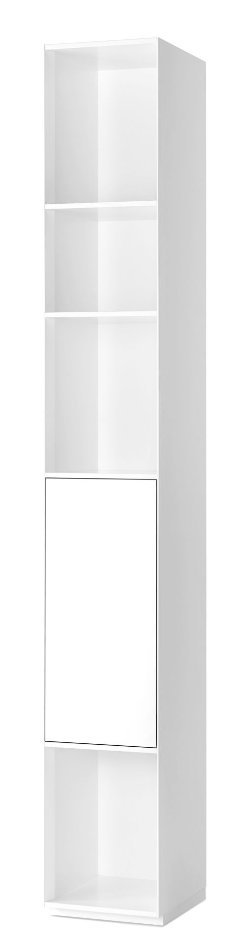 Weißes Piure Nex Pur Regal mit Tür unten und Fachböden für moderne Wohnraumgestaltung.