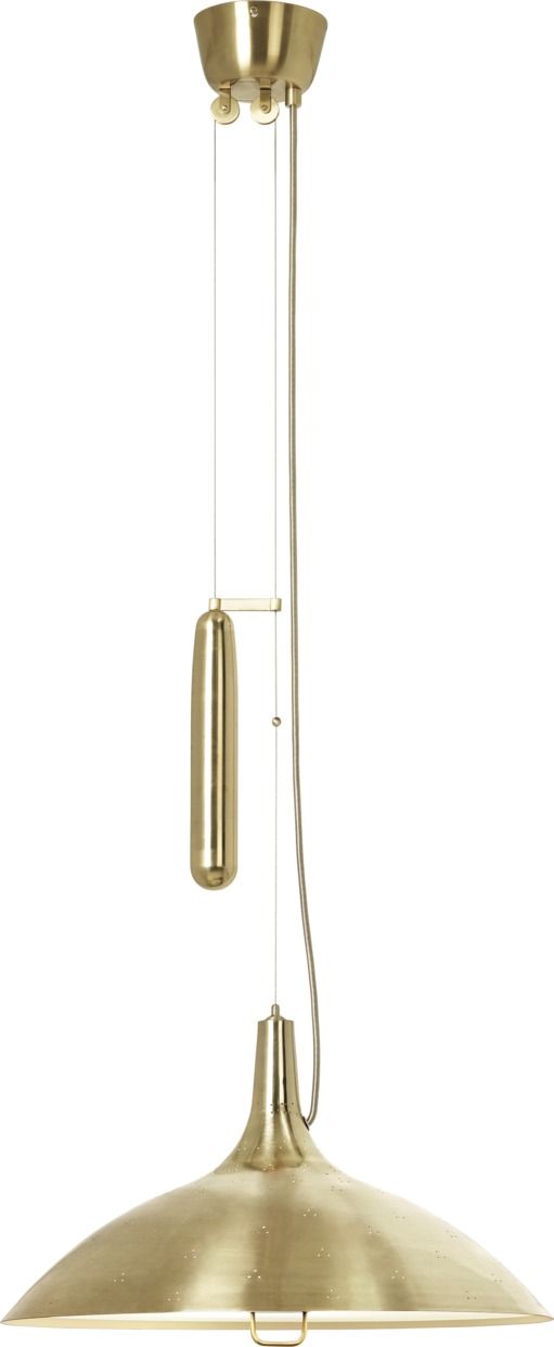 A1965 Pendelleuchte von Gubi in Messing: Elegante Hängelampe mit verstellbarer Höhe für stilvolle Beleuchtung.