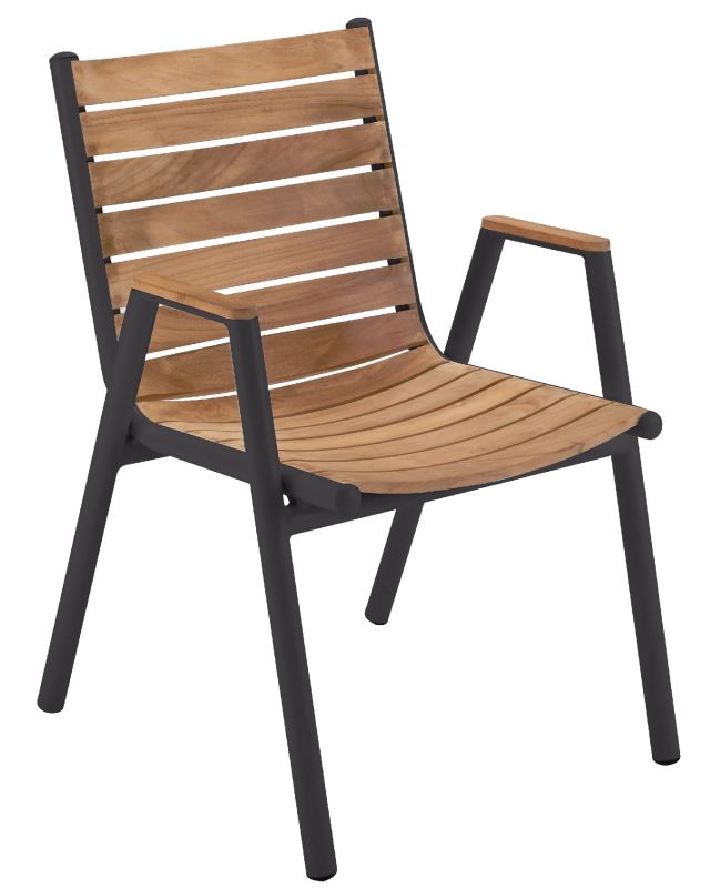 Pilotis fauteuil met armleuningen, teakhout, voor buiten, Fermob