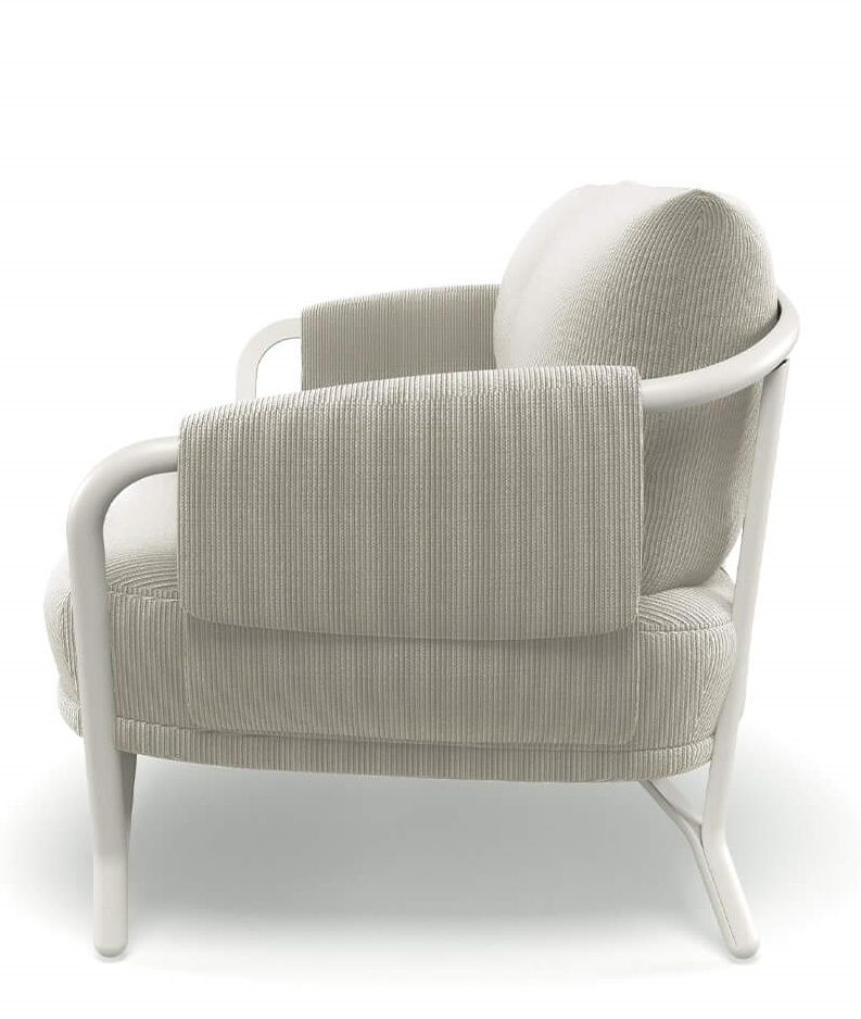 Angel Outdoor Sofa von Emu, 2-Sitzer, hellgrauer Cordstoff, modernes Design für Garten und Terrasse.
