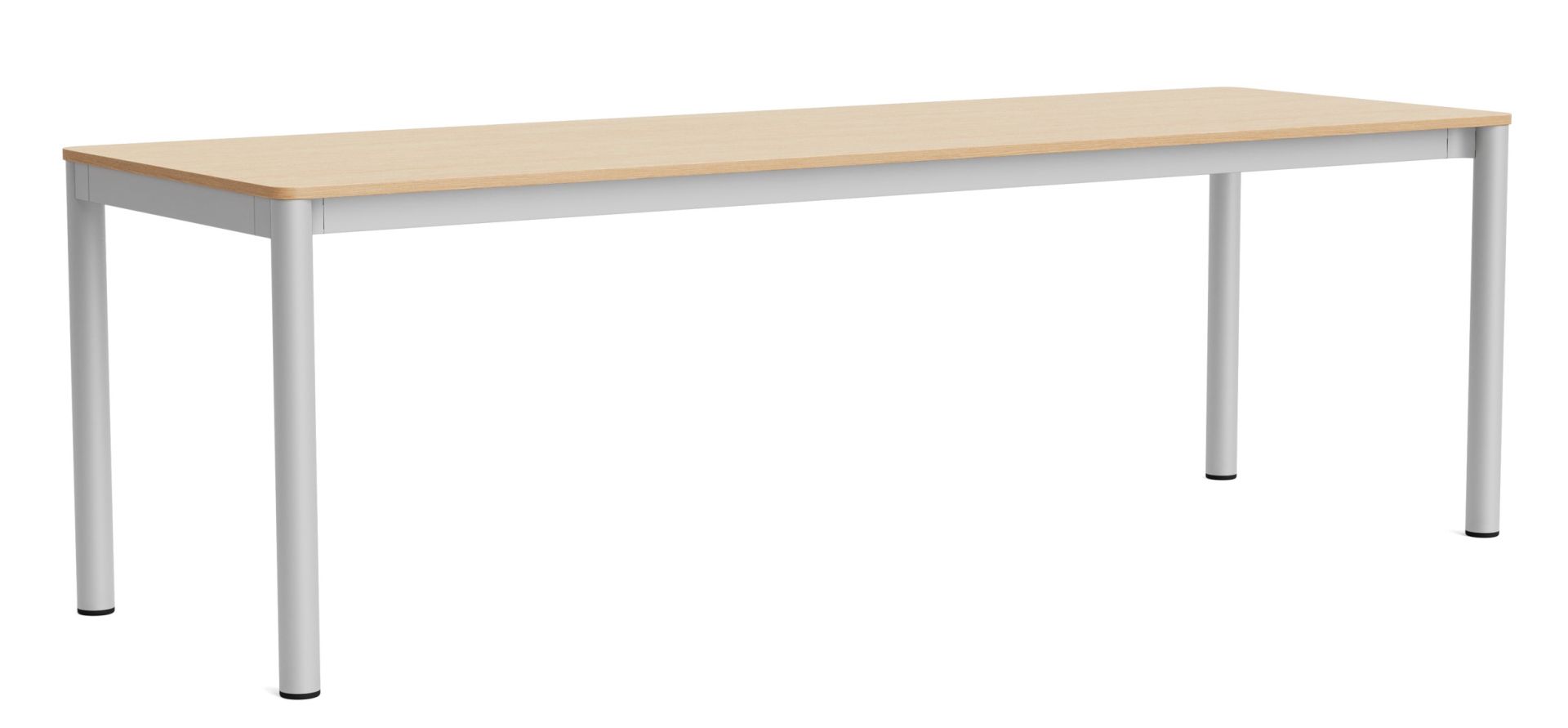 Annex Table von Hay: Heller Esstisch mit minimalistischem Design und silbernen Metallbeinen für modernes Esszimmer.
