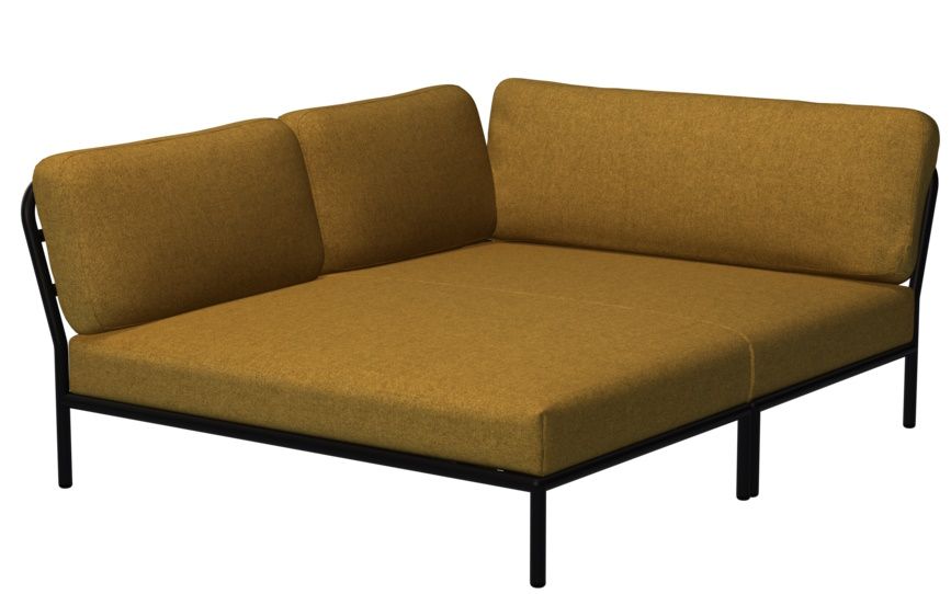 Level 2 Cozy Corner Outdoor Sofa, gelbe Eckcouch mit Metallgestell für den Garten.