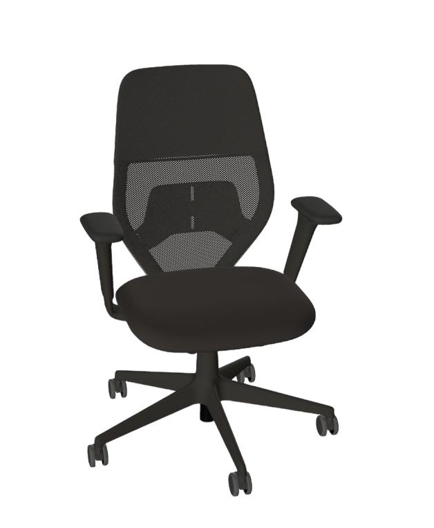 Schwarzer ACX Light Bürostuhl von Vitra mit Netzrückenlehne und Armlehnen, ideal für Büro und Homeoffice.