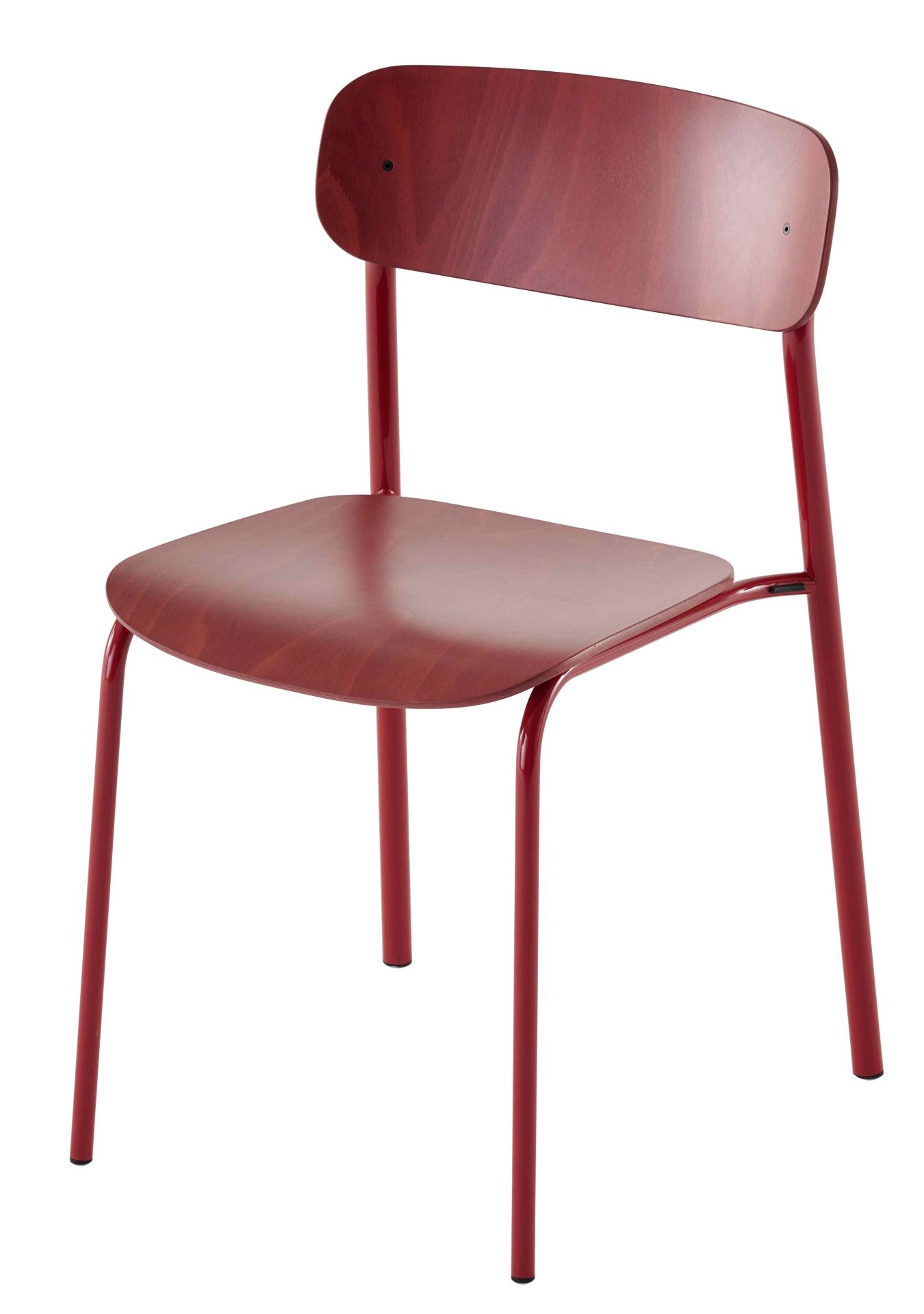 Roter S 243 Stahlrohrstuhl von Thonet, ein Einzelstück mit Holz Sitzfläche und Rückenlehne.