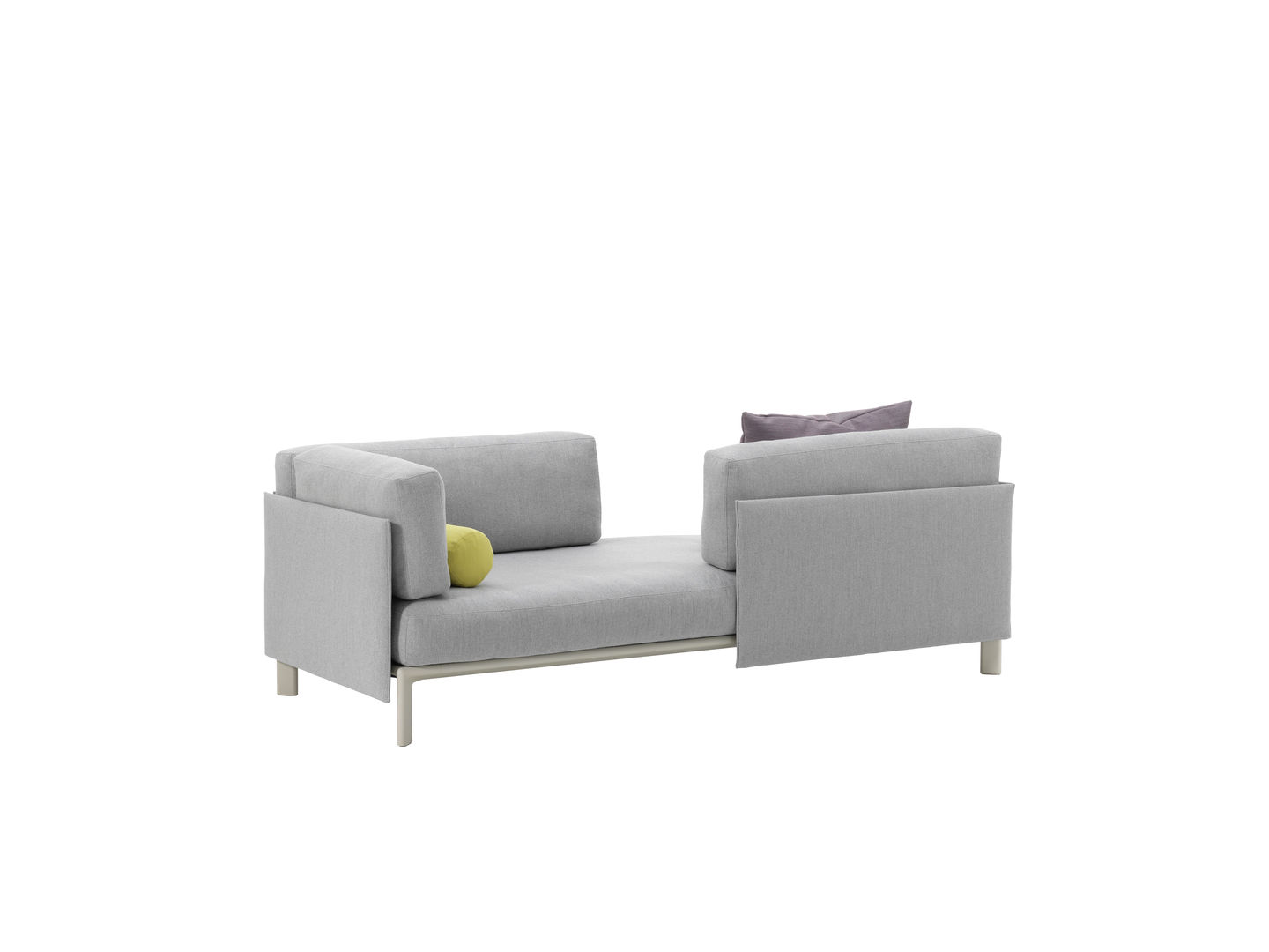 Graues Anagram Sofa von Vitra, 90 x 220 cm, mit Kissen. Moderne Wohnzimmermöbel.