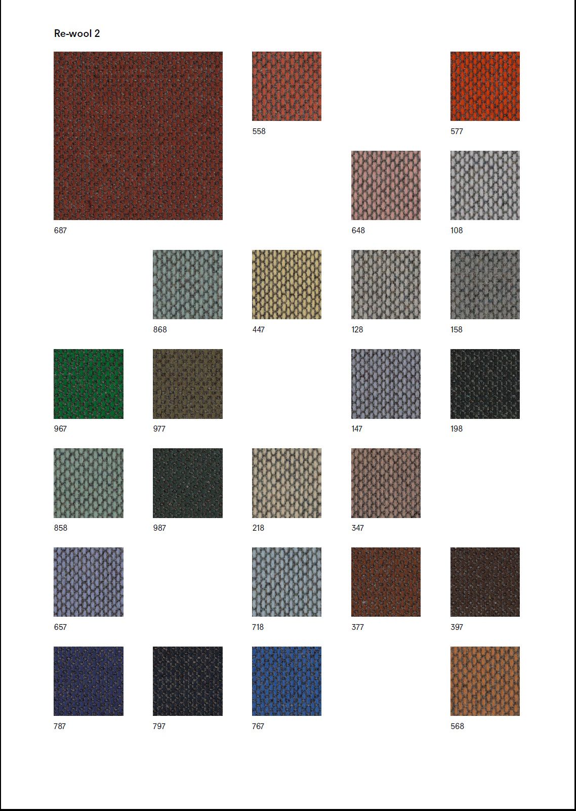 Stofstalenkaart Re-Wool 2 van Kvadrat 