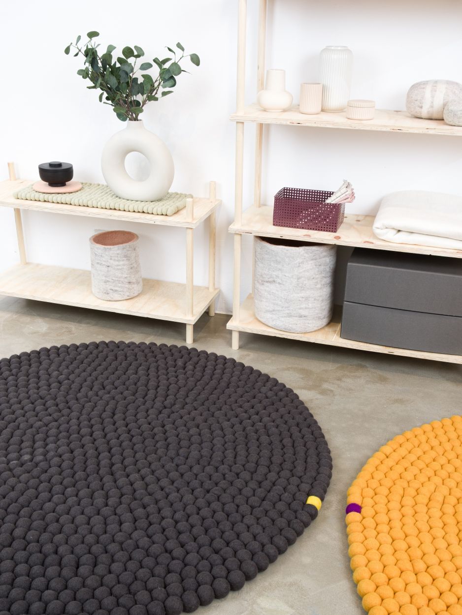 Big One rond vilten tapijt Ø 200 cm myfelt okergeel