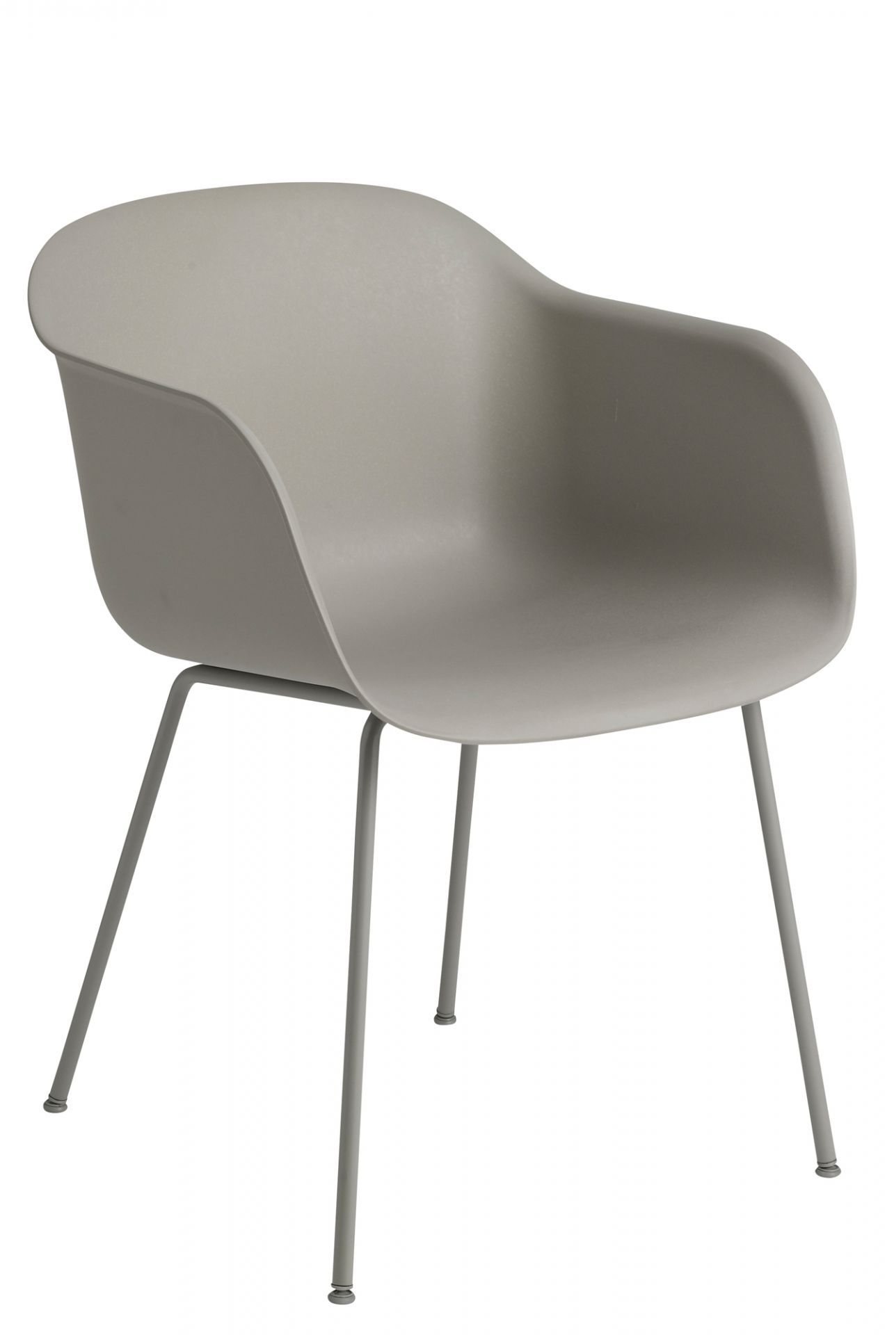 Muuto Fiber Armchair mit Stahlrohrgestell, ein moderner Stuhl in Grau für Esszimmer und Büro.