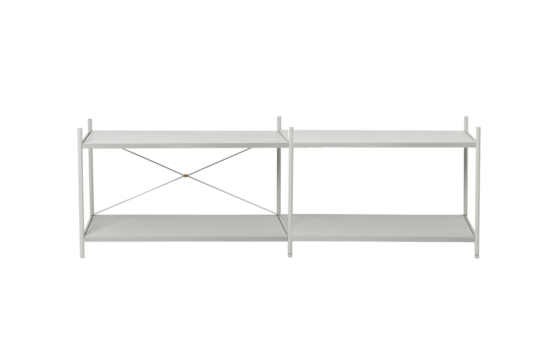 Helles, minimalistisches Ferm Living Regal "Punctual" 2x2 aus Metall, ideal für Wohnzimmer und Büro.