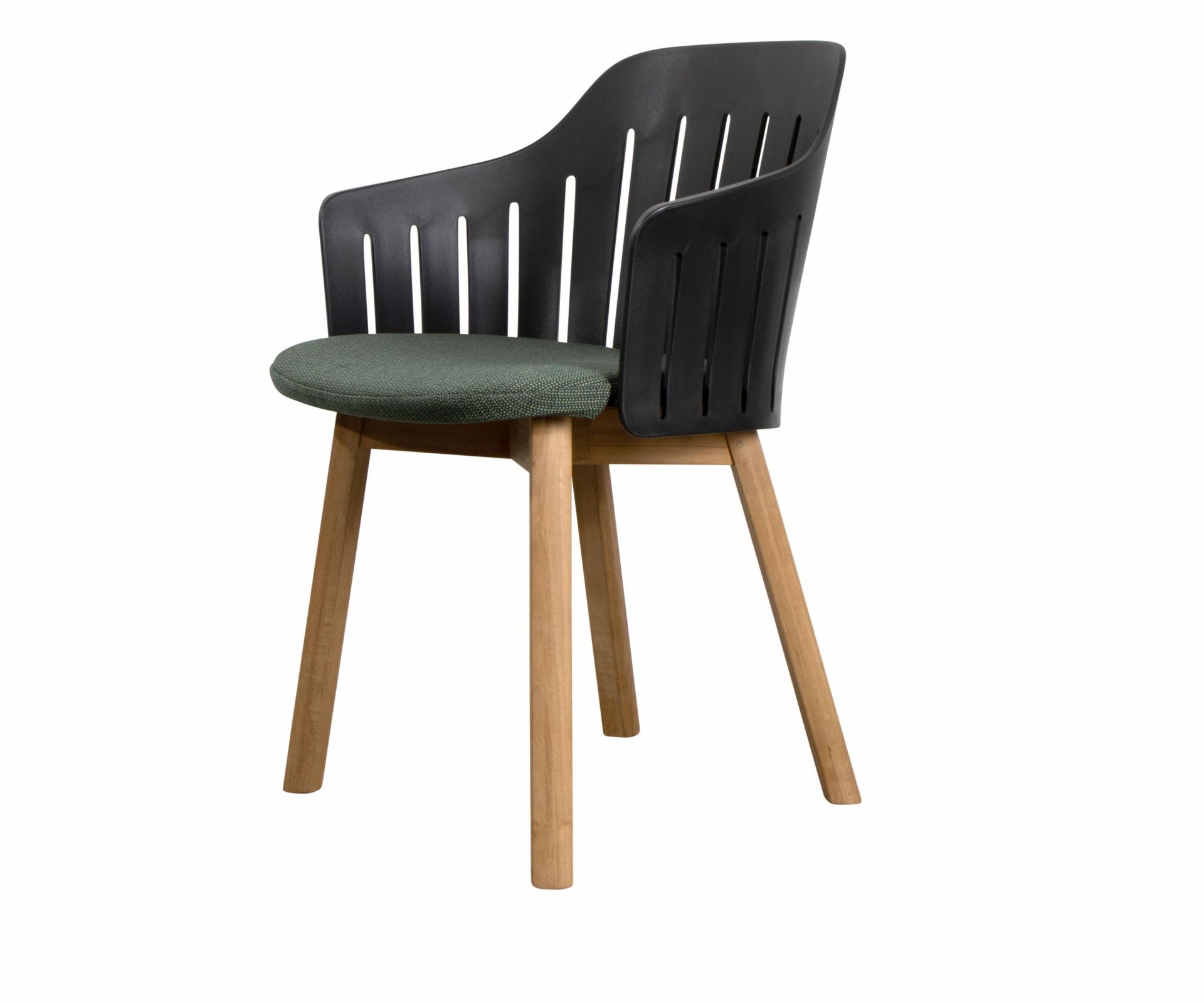 Choice Outdoor-stoel met teakhouten frame, 4 poten, zwart, Cane-Line