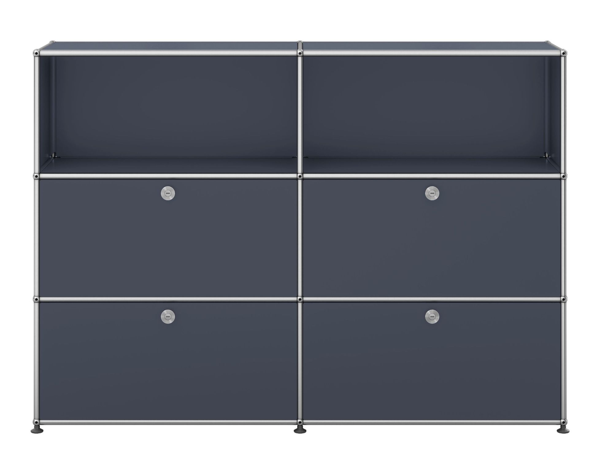 USM Haller Highboard met 2 open vakken / 2 kleppen / 2 lades, antracietgrijs