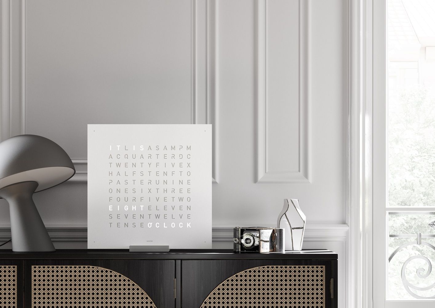 Earth 45 Steel Series Wandklok / Tijdsobject Duits QLOCKTWO