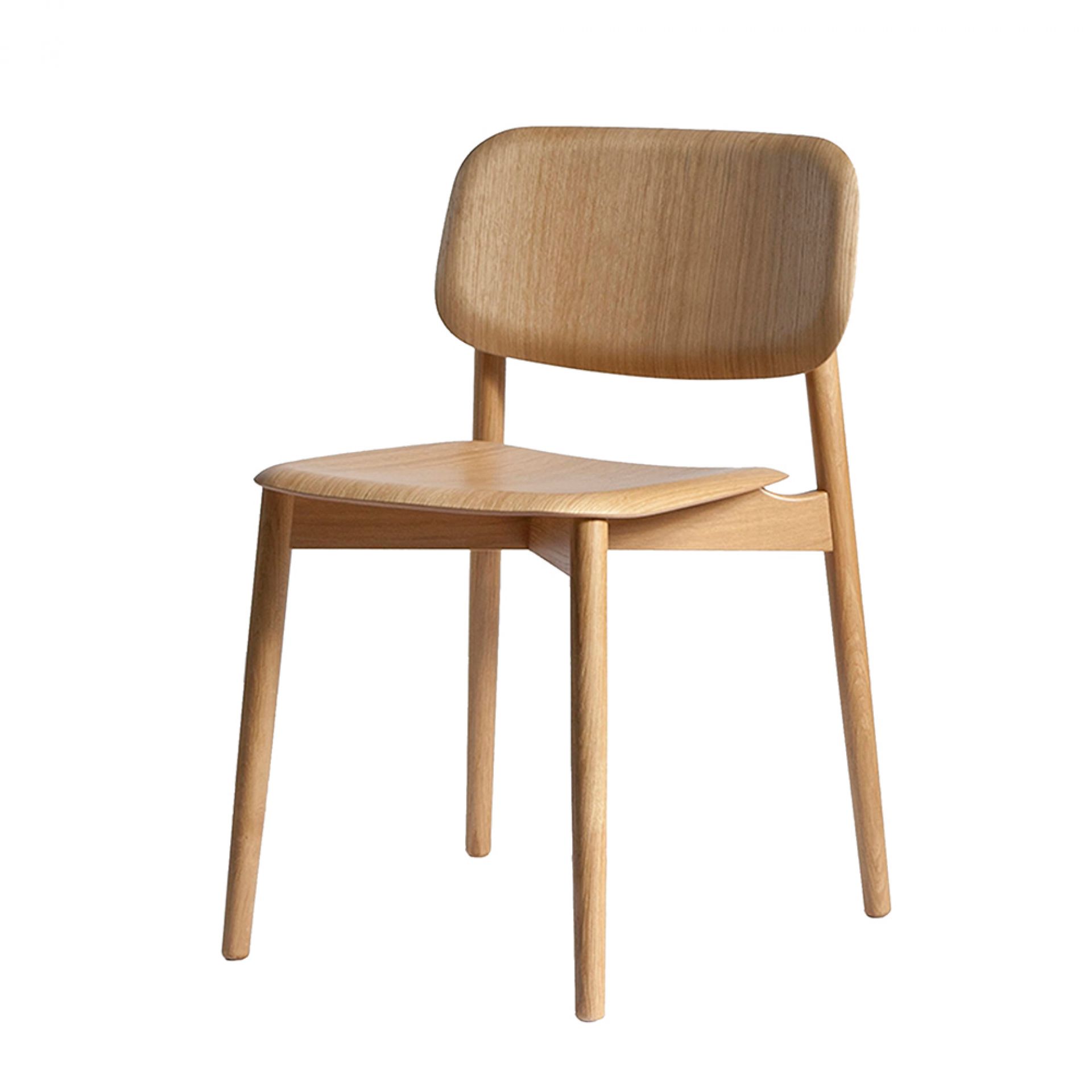 Hay Soft Edge Stuhl aus Holz, ein moderner Esszimmerstuhl in natürlicher Holzoptik.