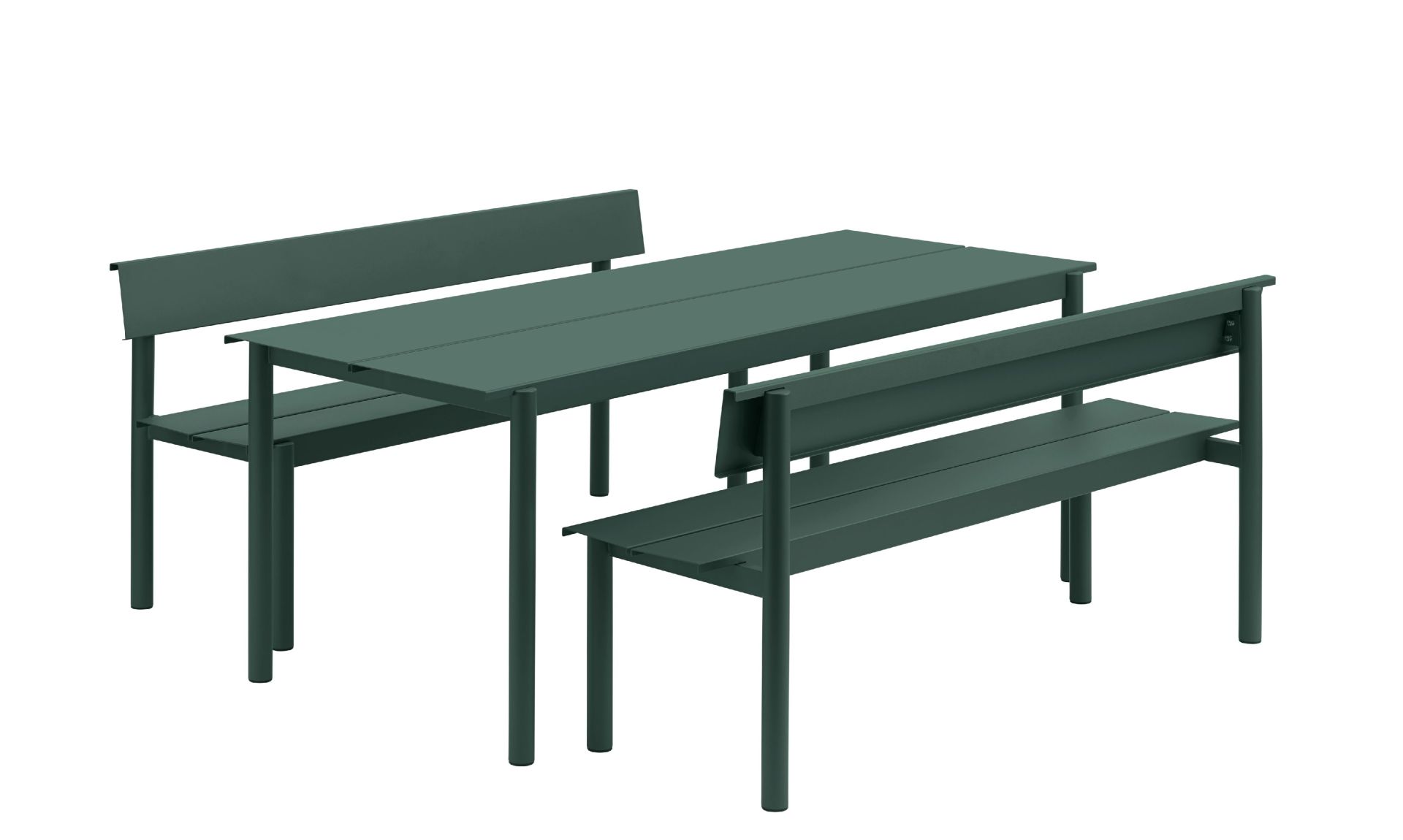 Linear Steel Bench: buitenbank met rugleuning 170 x 34 cm Muuto