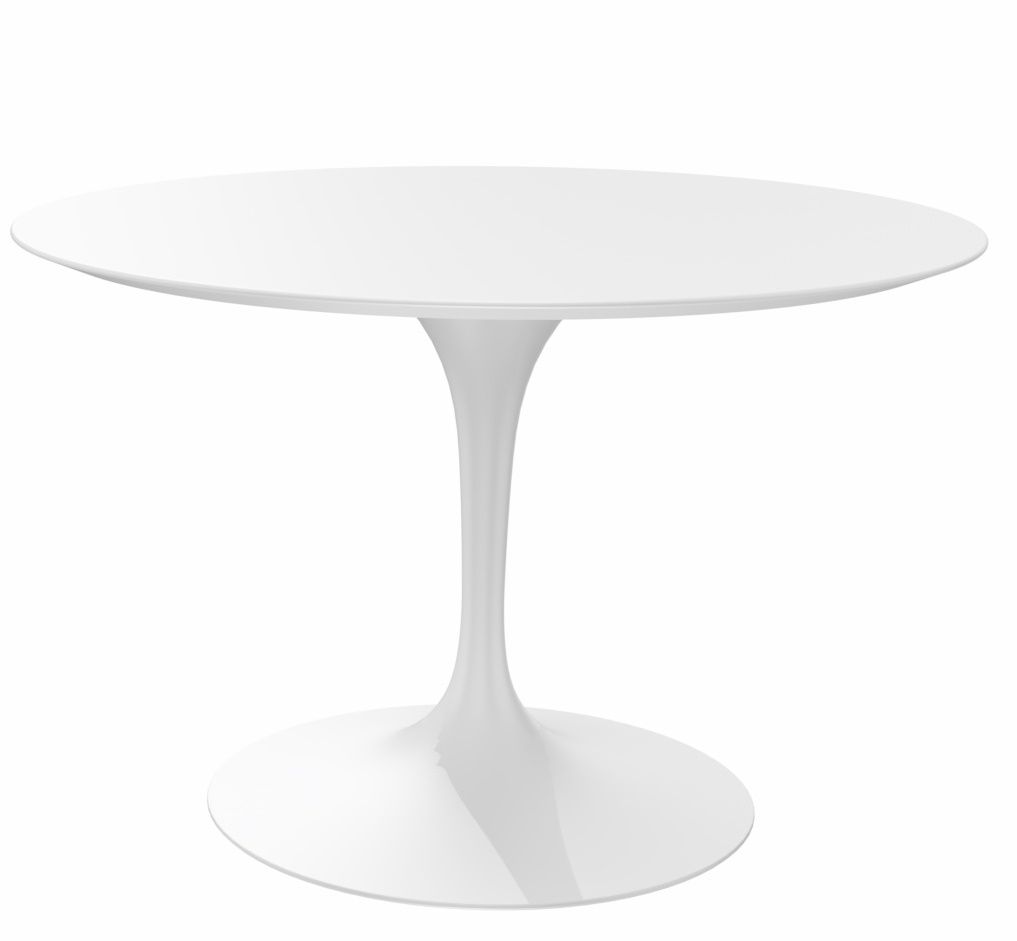 Weißer Saarinen Esstisch von Knoll International, runder Tisch mit zentralem Fuß.