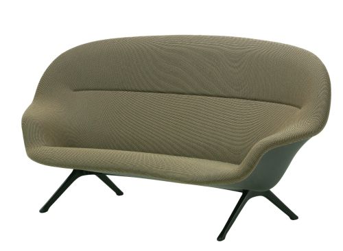 Beiges Abalon Sofa von Vitra mit schwarzem Untergestell, modernes Design für Wohnzimmer und Büro.