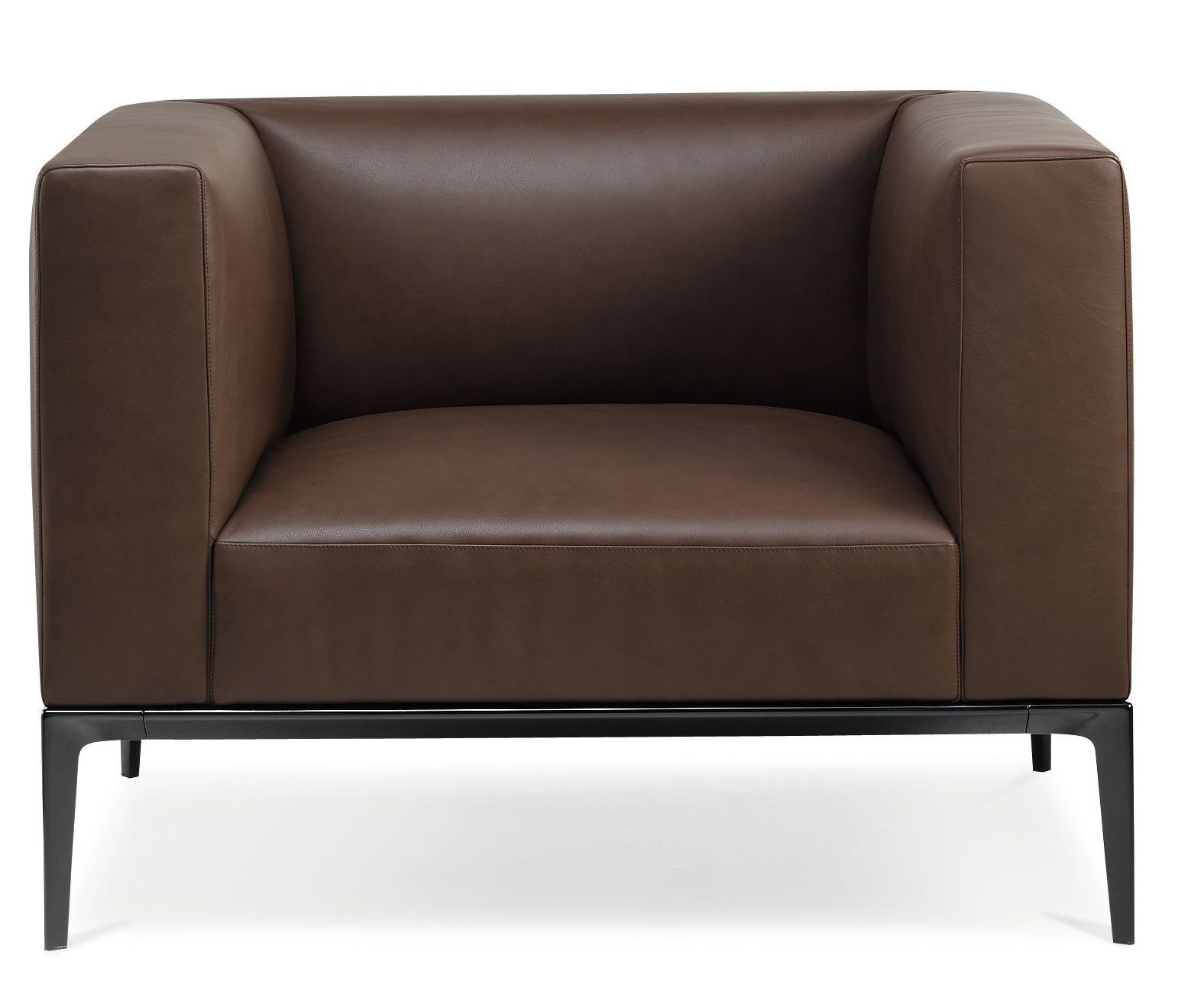 Walter Knoll Jaan Sessel 781 in braunem Leder mit schwarzem Metallgestell, moderner Design-Sessel.