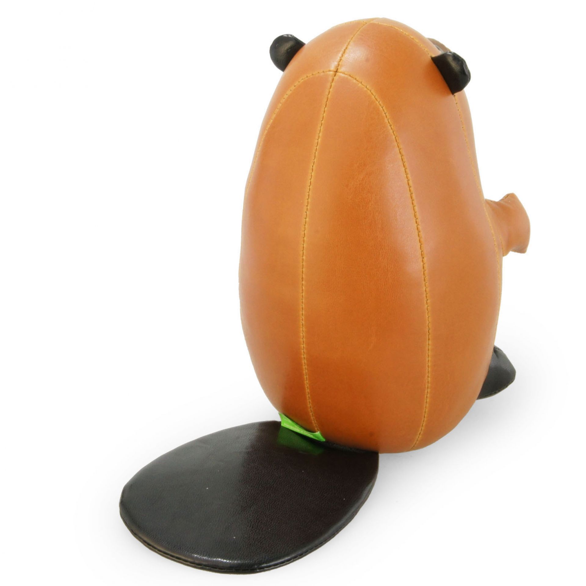 Rückansicht der Züny Buchstütze Classic Biber in Tan/Braun aus Kunstleder. Dekorative Tierfigur.