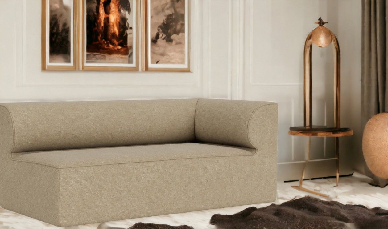 Beige Eave Modular Sofa Ecke von Audo Copenhagen, modernes Design für Wohnzimmer.