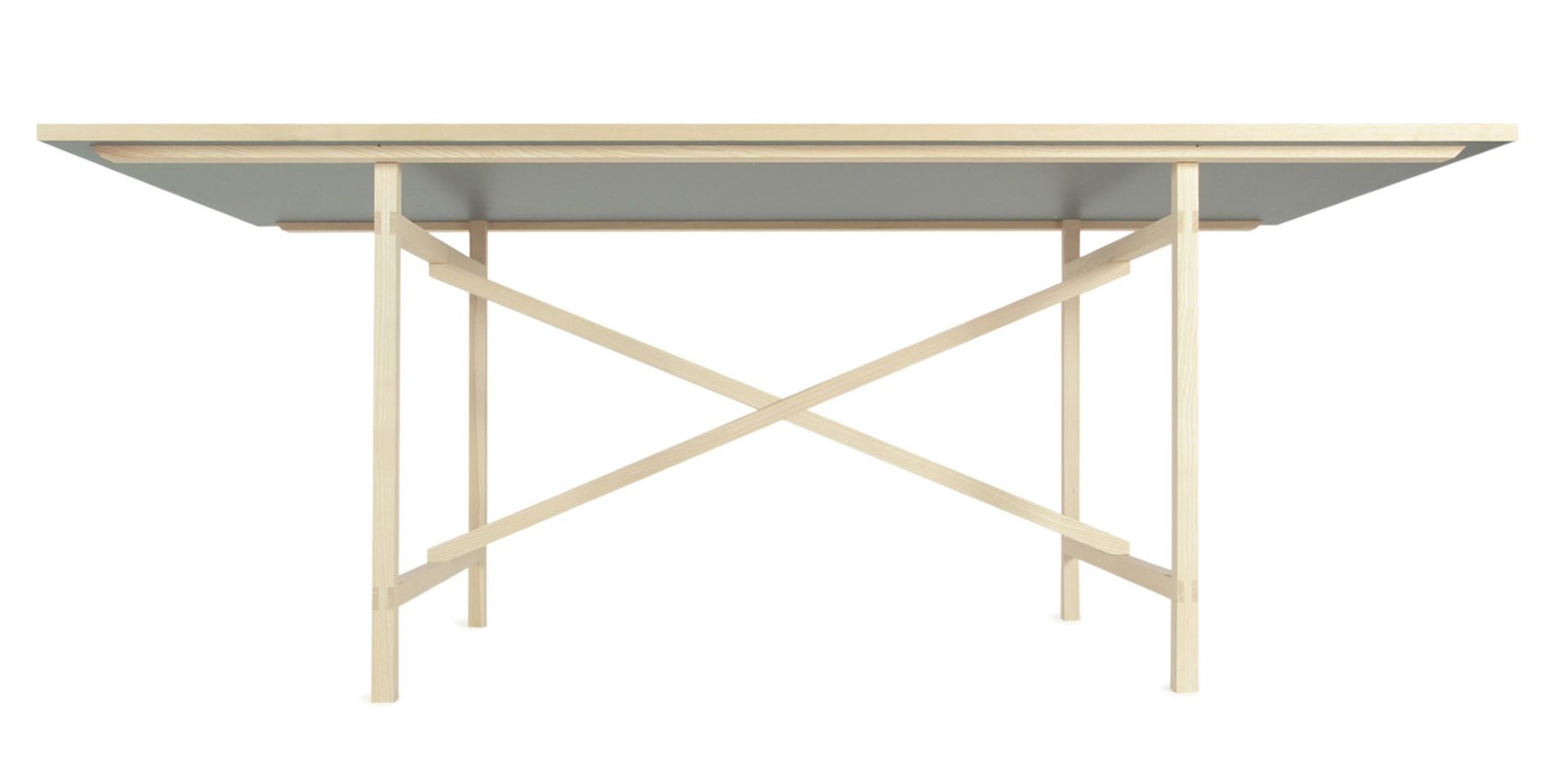 Egon Tisch von Nils Holger Moormann: Moderner Holztisch mit grauer Tischplatte und minimalistischem Design.