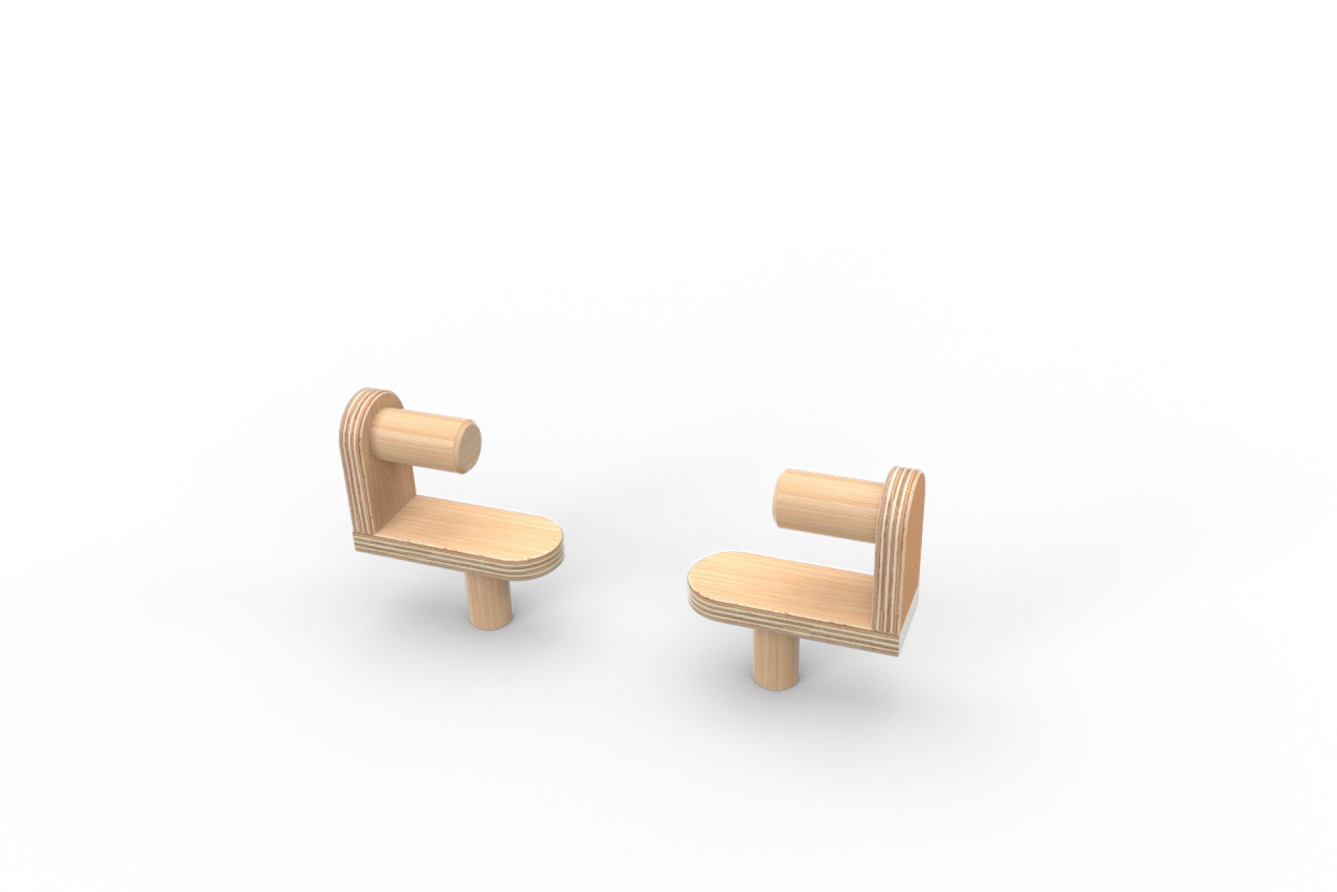 Growing Table Buche Pure Position: Zwei Holzbauteile für einen wachsenden Tisch, Detailansicht.