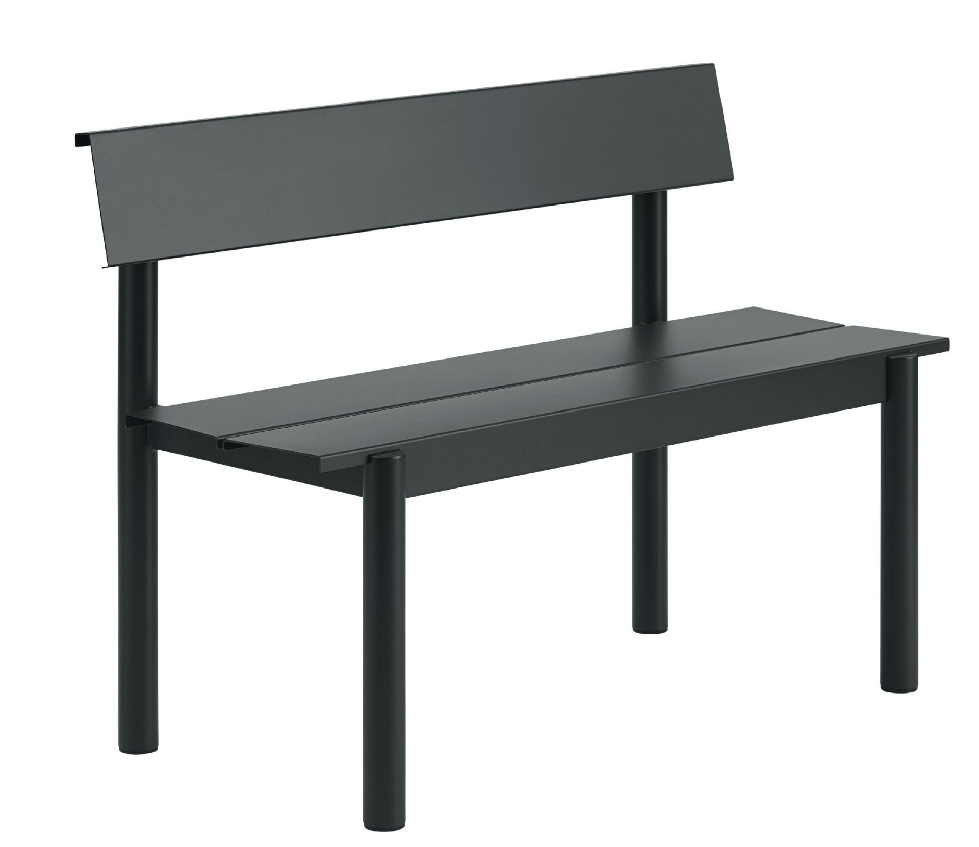 Linear Steel Bench: buitenbank met rugleuning 110 x 34 cm Muuto