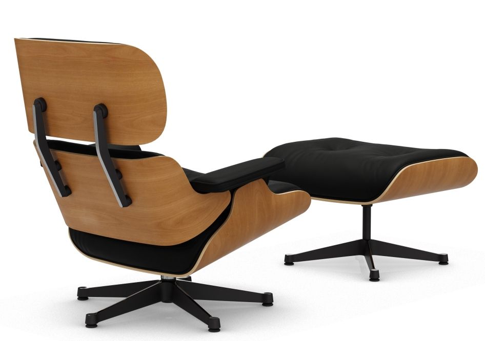 Eames Lounge Chair & Ottoman fauteuil VOORKEURSCOMBINATIE Premium leer Vitra kersenhout naturel