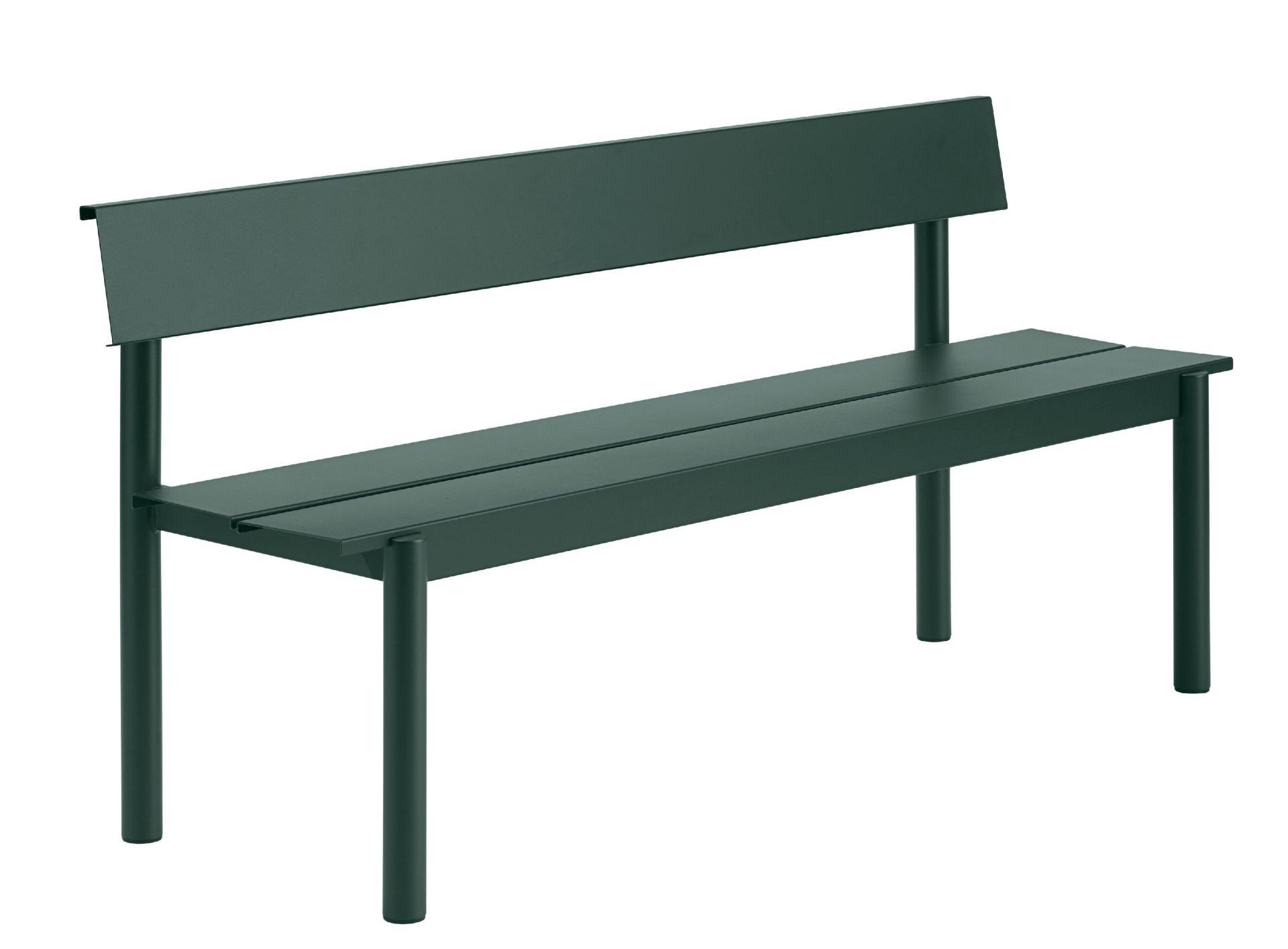 Linear Steel Bench: buitenbank met rugleuning 170 x 34 cm Muuto