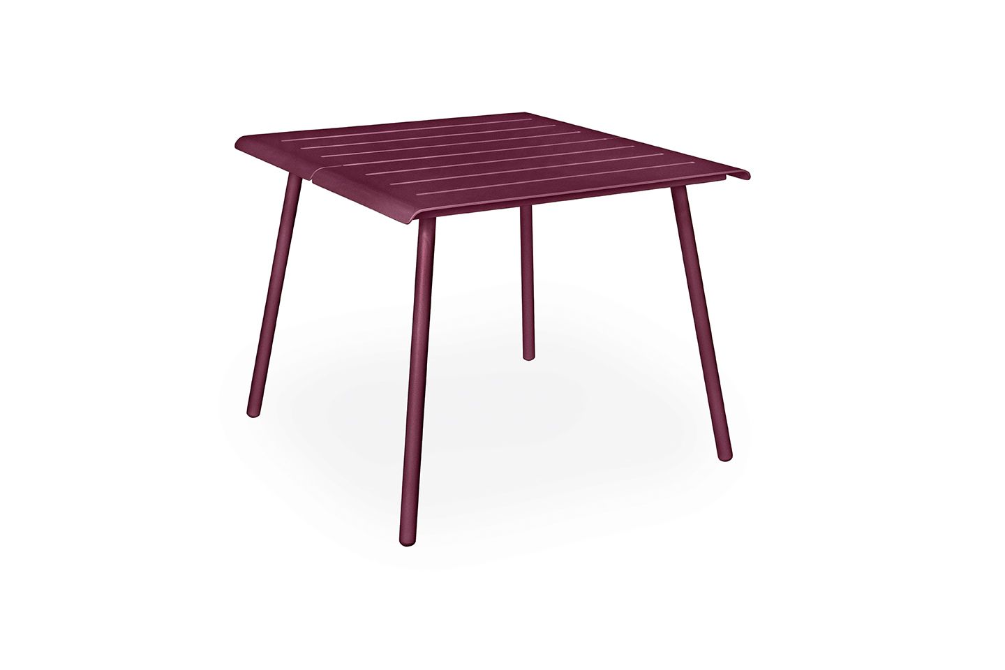 Weishäupl Vapio Tisch Outdoor, quadratischer Gartentisch aus Metall in Weinrot, ideal für Balkon und Terrasse.