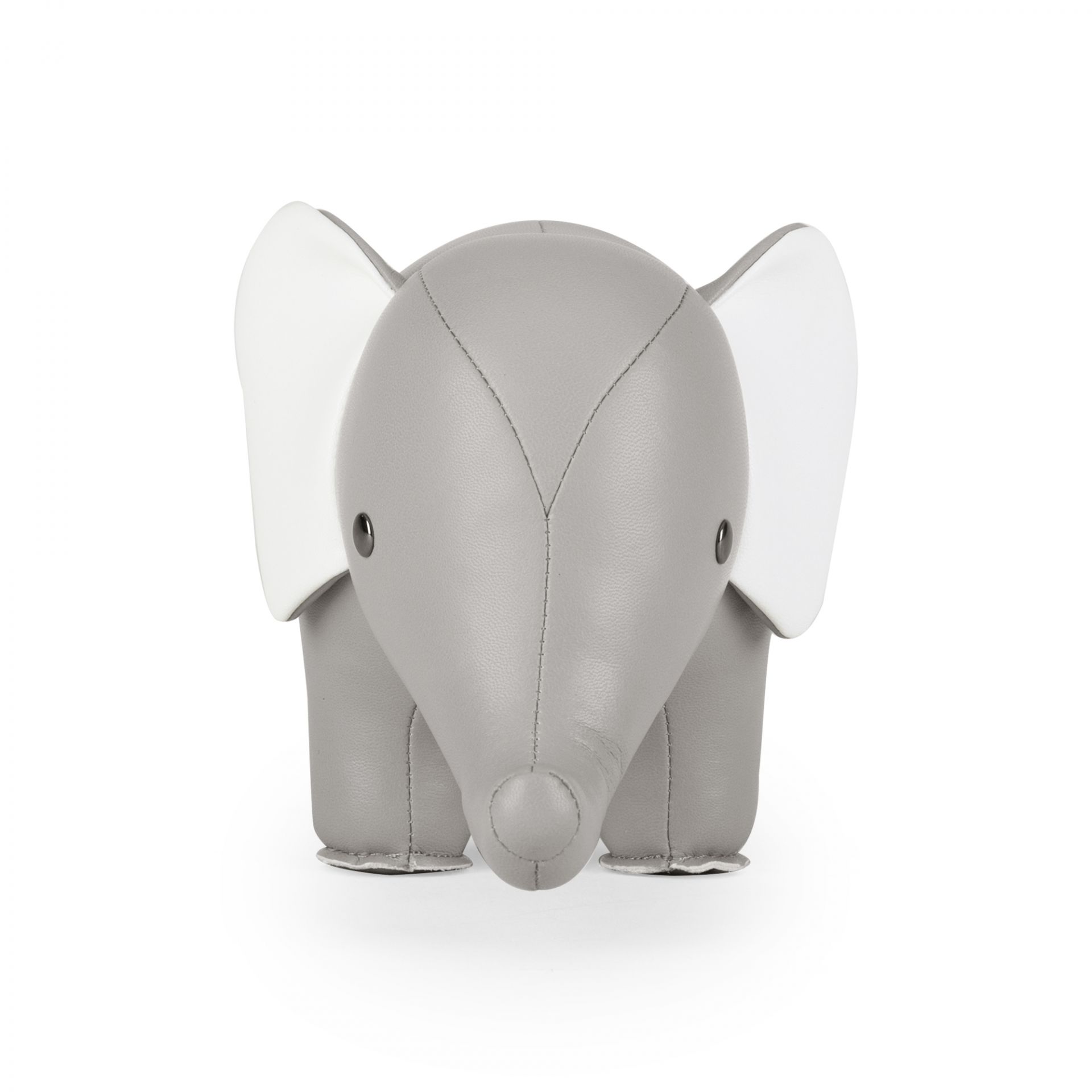 Buchstütze Elefant Grau/Weiß von Züny: Niedliche und dekorative Buchstütze in Elefantenform für Kinderzimmer und Bücherregale.