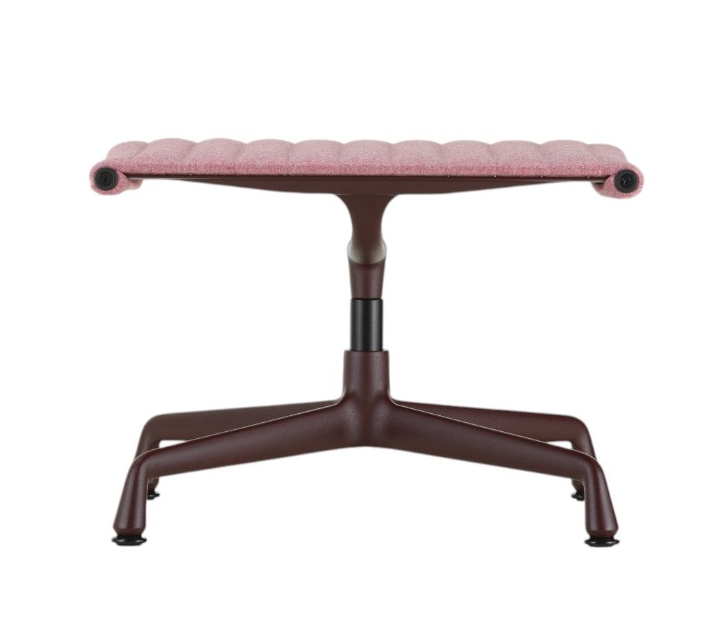 Vitra EA 125 Hocker, Aluminium Chair, rosafarbene Polsterung, braunes Gestell, modernes Design für entspanntes Sitzen.
