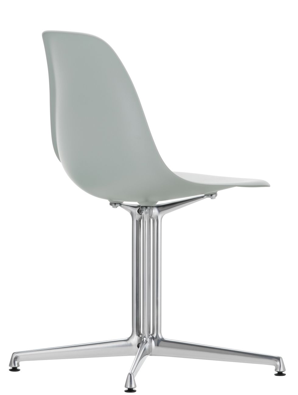 Eames Fiberglass Side Chair DSL Stuhl von Vitra mit verchromtem Vierfuß-Gestell, Rückansicht.