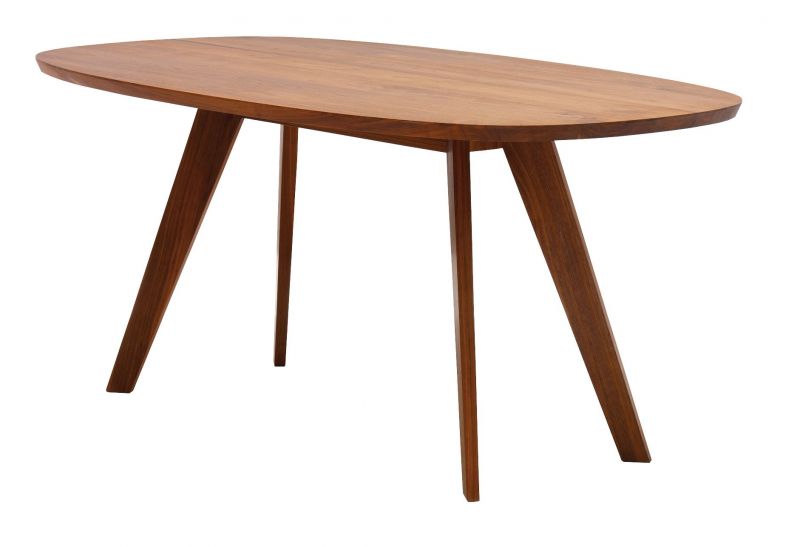 CENA Tisch mit hyperelliptischer Tischplatte aus Holz und drei Beinen, Esstisch für Esszimmer.