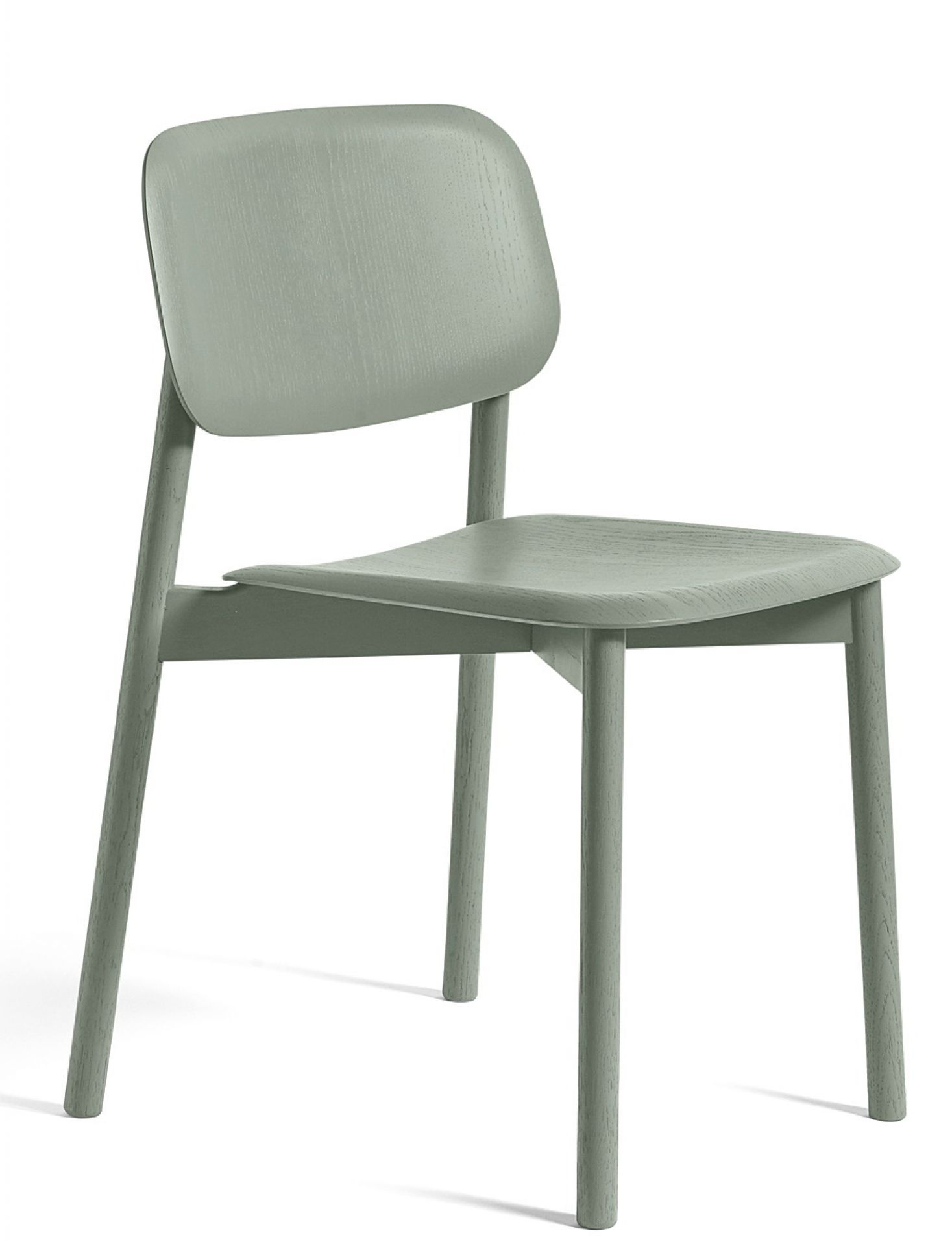 Hay Soft Edge Stuhl 60 in Grün, Holzstuhl mit minimalistischem Design für Esszimmer und Büro.