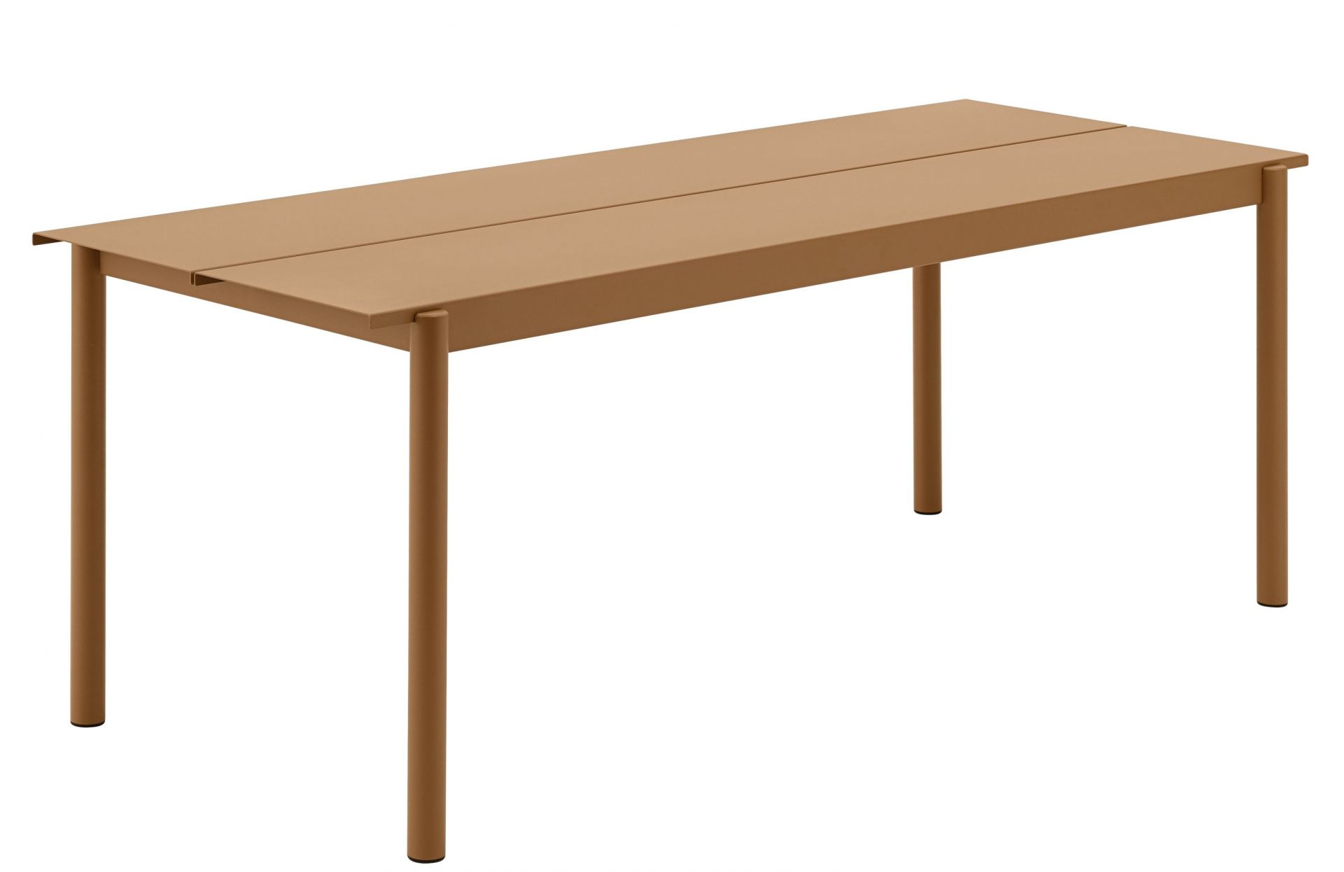 Muuto Linear Steel Outdoor Tisch in Grau, moderner Gartentisch aus Stahl für Terrasse und Garten.