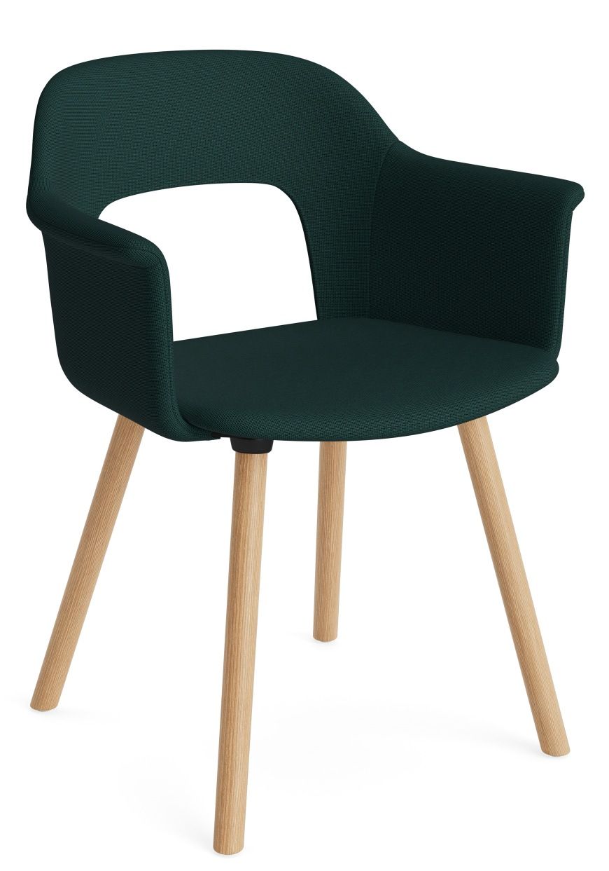 Hay Layout Armchair 224 Armlehnstuhl in Dunkelgrün mit Holzbeinen, moderner Sessel für Wohnzimmer und Büro.