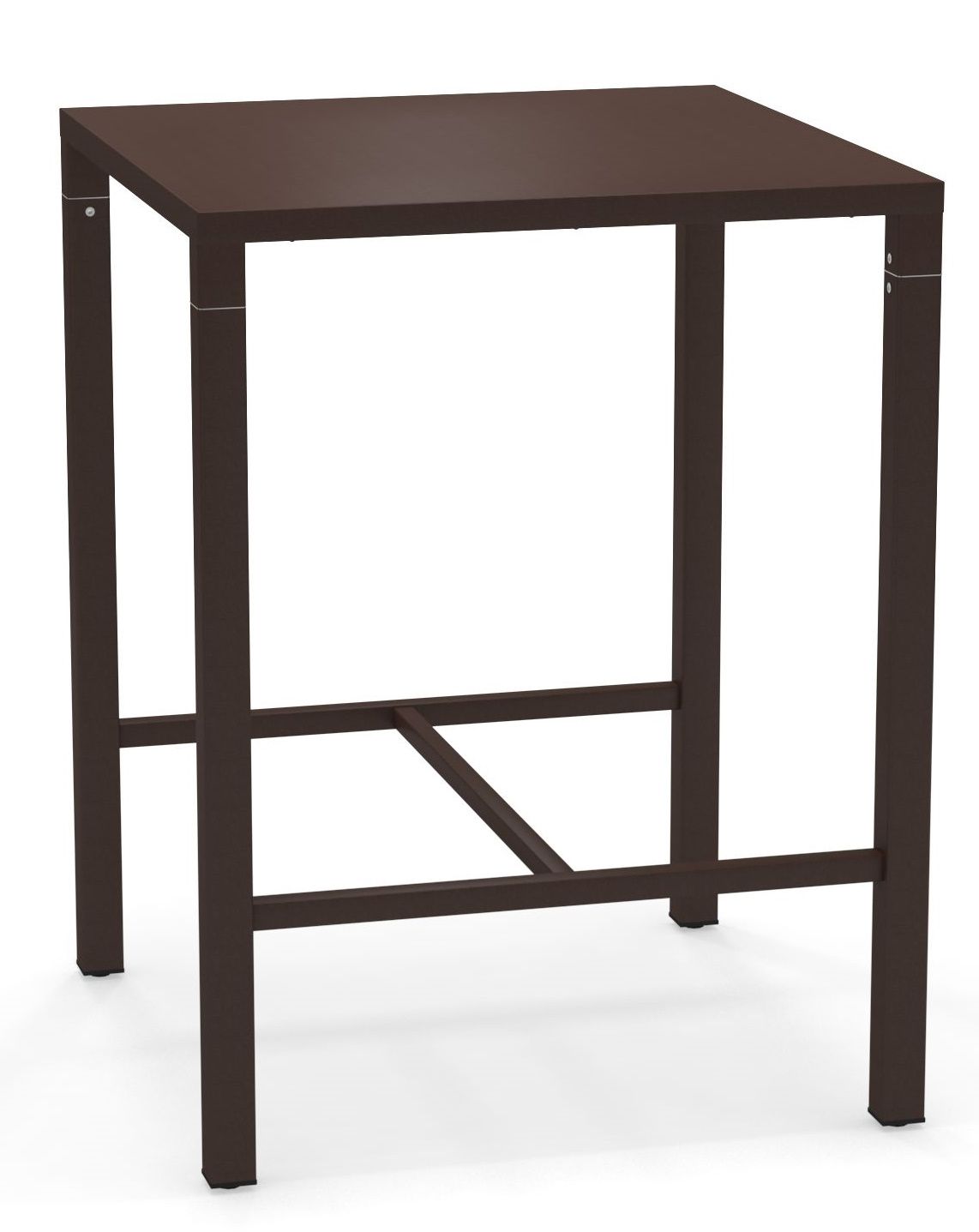 Quadratischer, brauner Nova Hochtisch von Emu für den Außenbereich, ideal für Garten, Terrasse und Balkon.