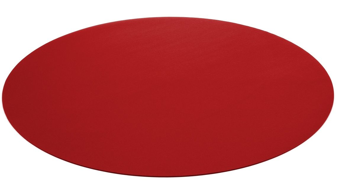Roter, ovaler Teppich Bigdot von HEY-SIGN by BWF Group, moderner Wollfilzteppich für Wohnzimmer und Kinderzimmer.
