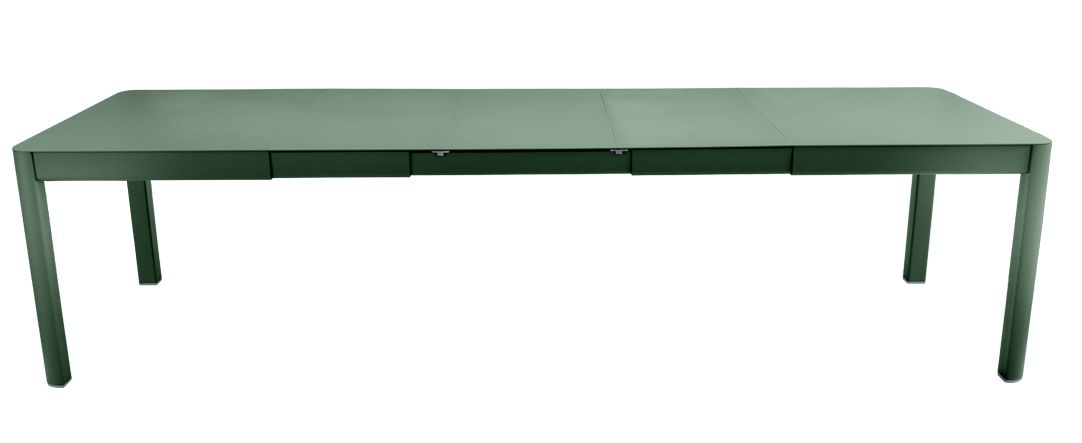 Fermob Ribambelle Gartentisch in Grün, ausziehbar, ideal für den Außenbereich und stilvolle Terrassenmöbel.