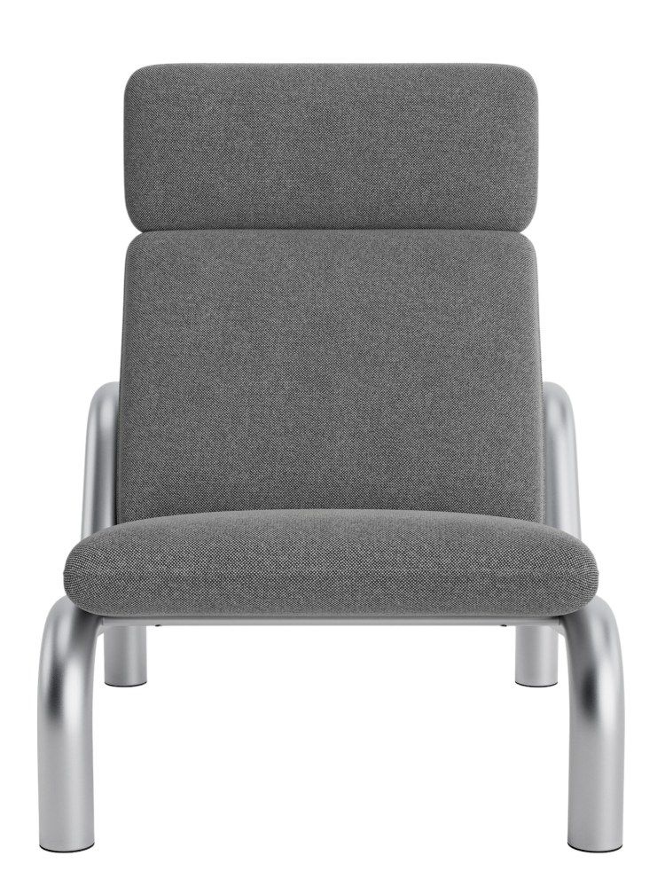 Normann Copenhagen Tube Lounge Chair Sessel, grauer Stoffbezug, modernes Design für Wohnzimmer und Lounge-Bereiche.