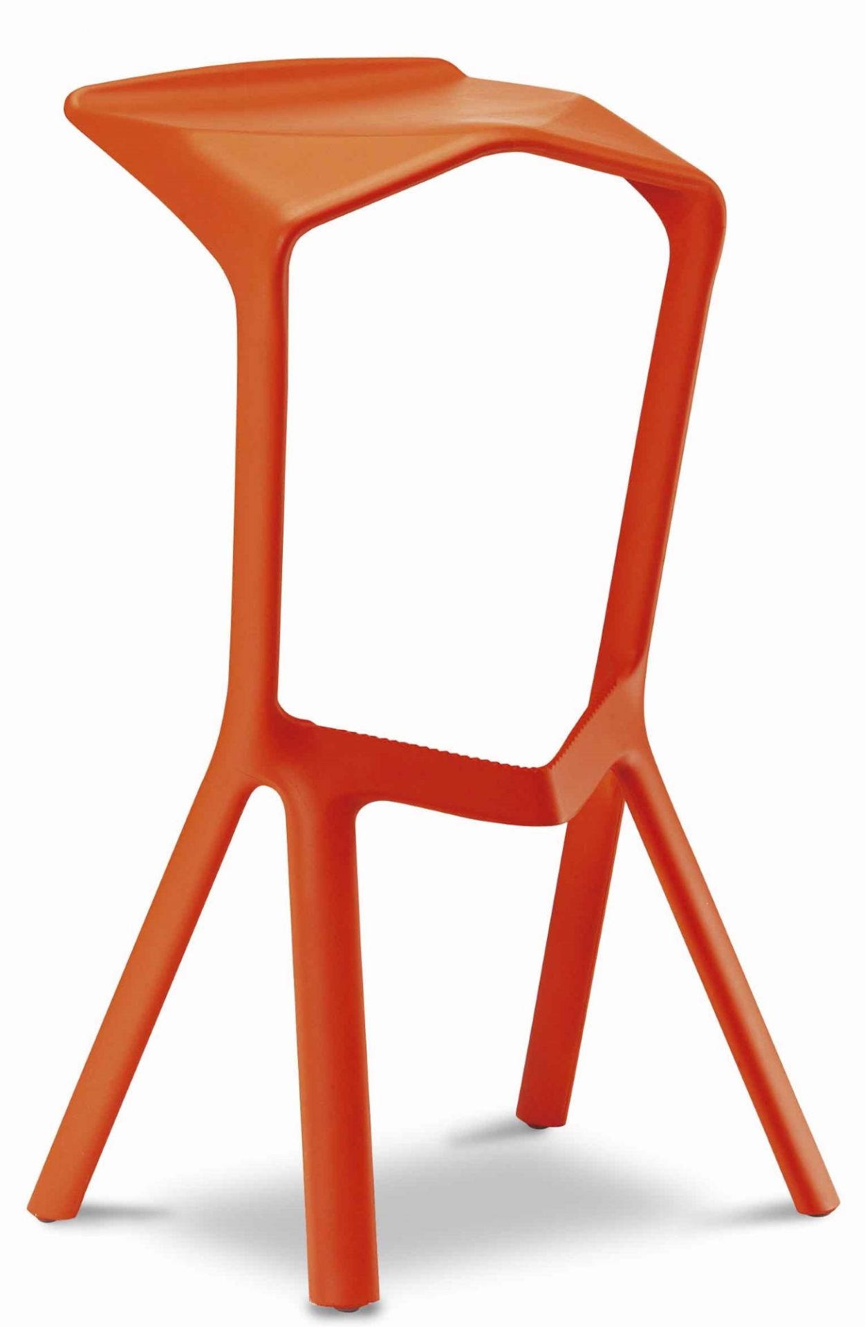 Miura Barhocker in reinorange: Moderner Design Hocker für Küche oder Bar.