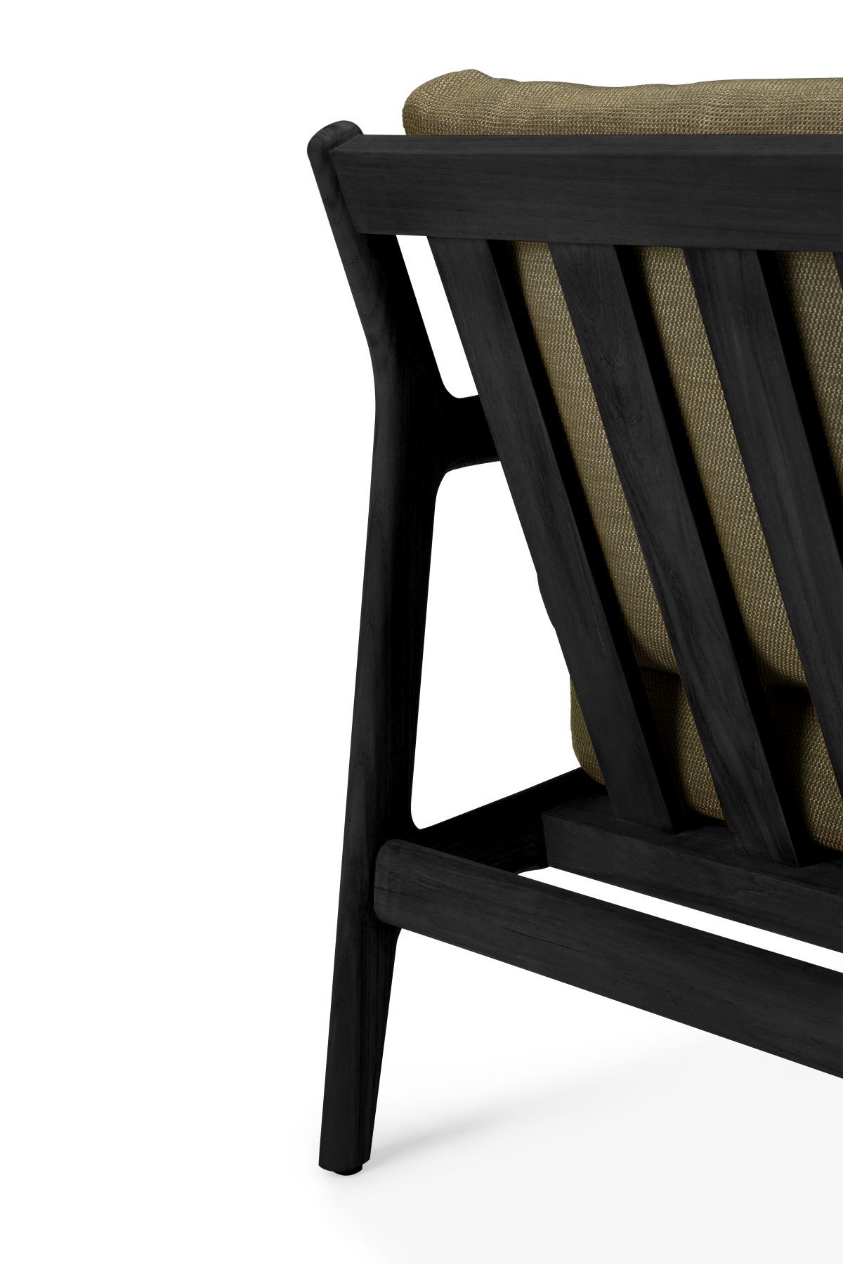 Jack Outdoor-loungestoel, teak, zwart gelakt, groene stof, Ethnicraft