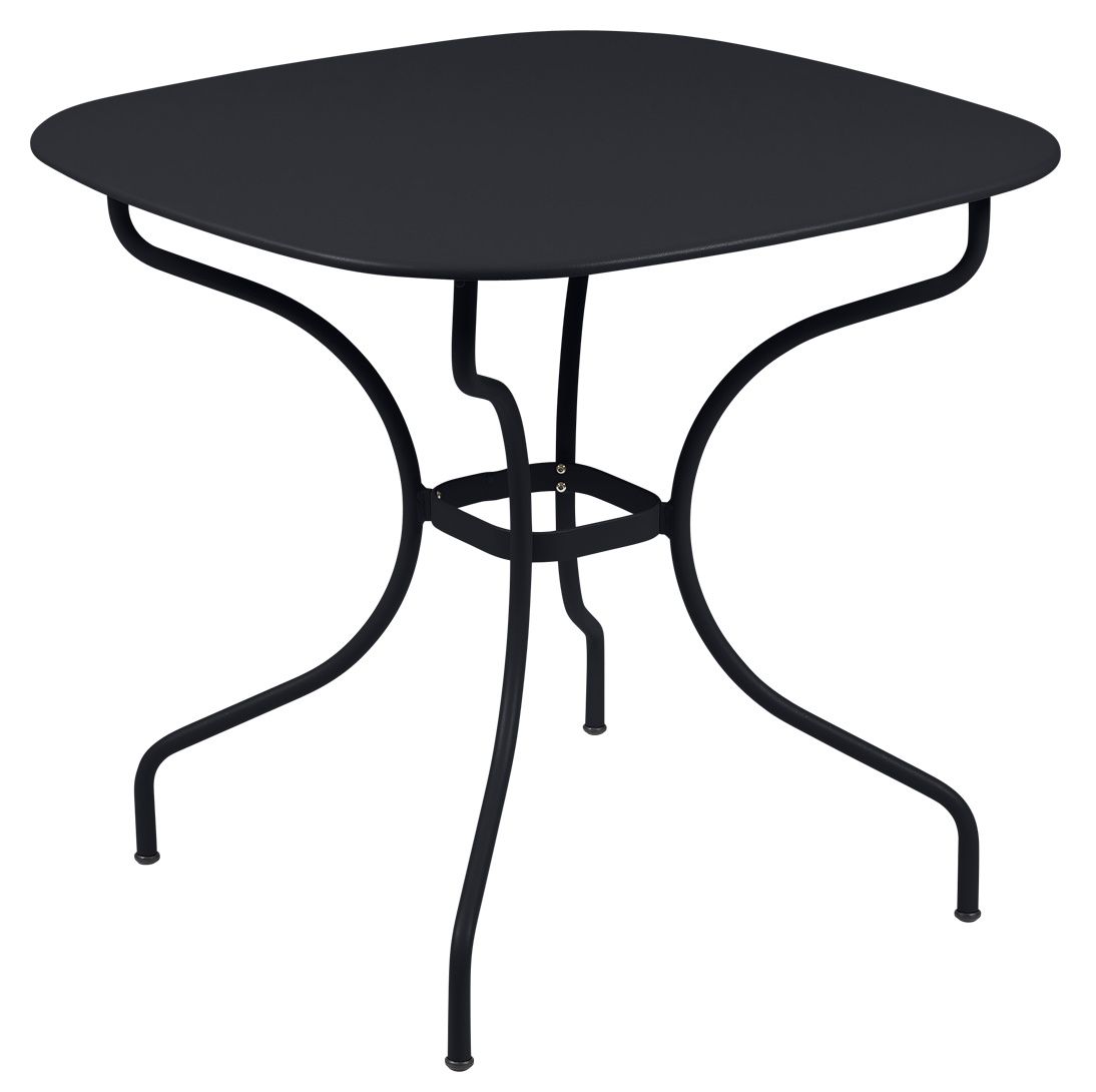 Schwarzer Fermob Opéra+ Carronde Gartentisch, quadratisch, 82x82 cm, ideal für den Außenbereich und stilvolle Terrassenmöbel.