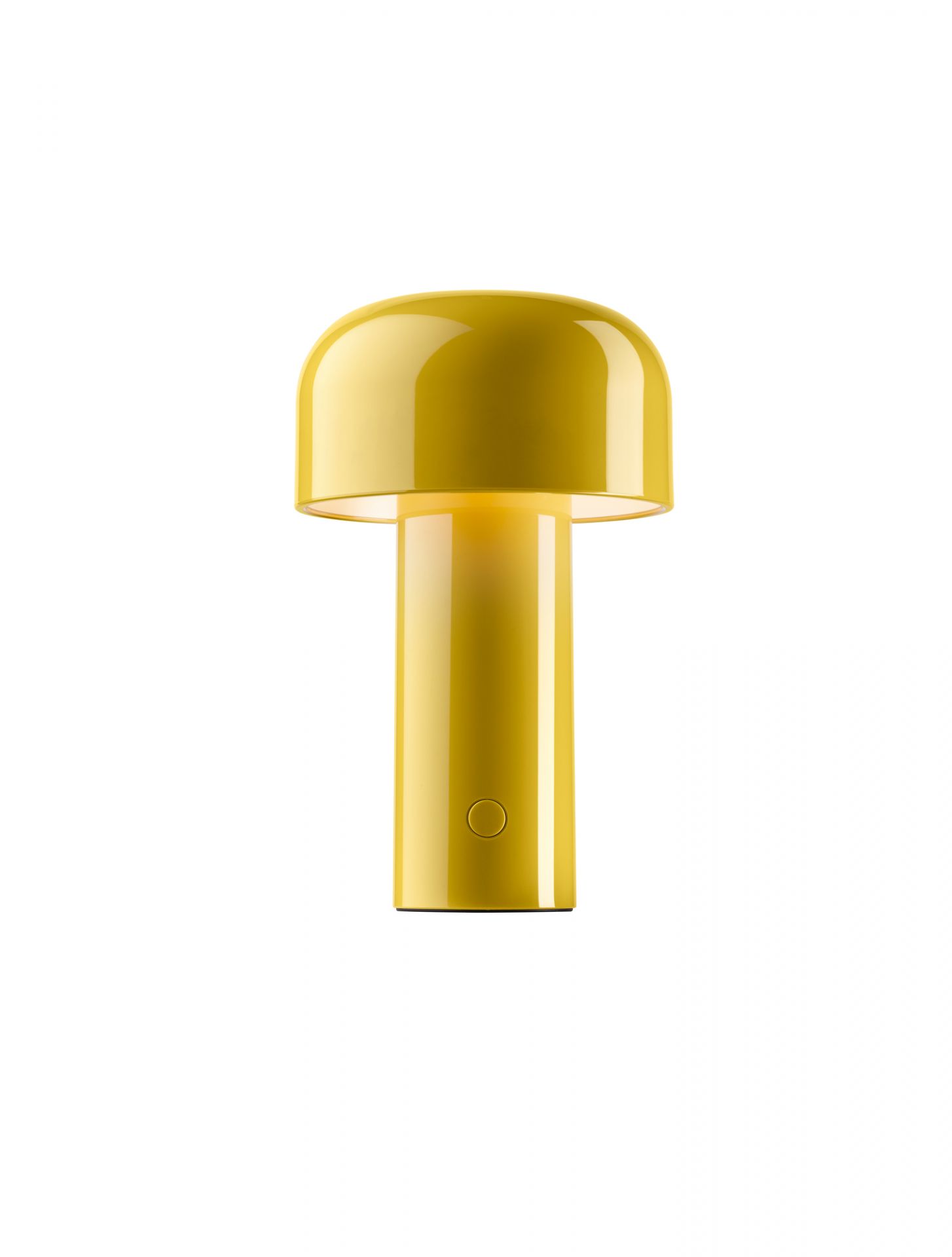 Bellhop Tischleuchte von Flos in indisch Gelb: Moderne Akku-Tischlampe mit USB-Anschluss.