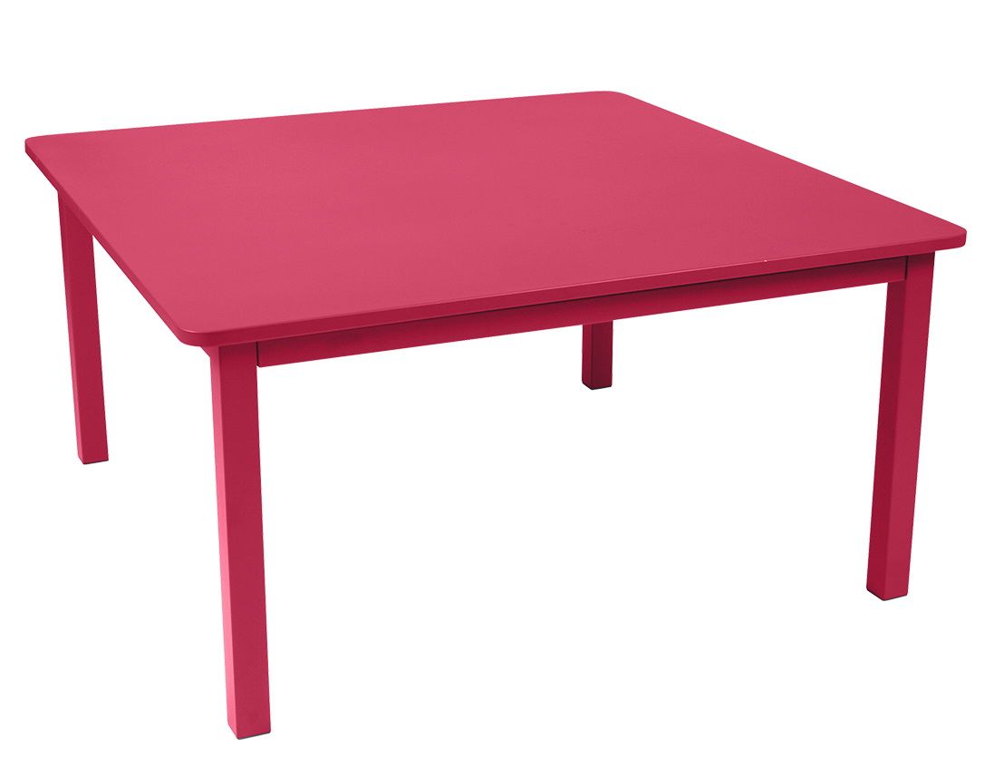 Fermob Craft Tisch für den Außenbereich, quadratisch, aus Metall in Pink, moderne Gartentisch Möbel.